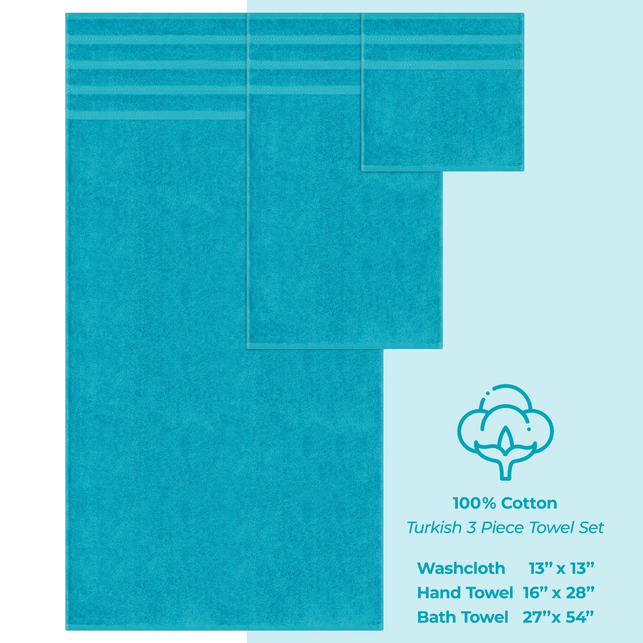 American Soft Linen 3 Piece Luxury Hotel Towel Set 20 set case pack aqua-4