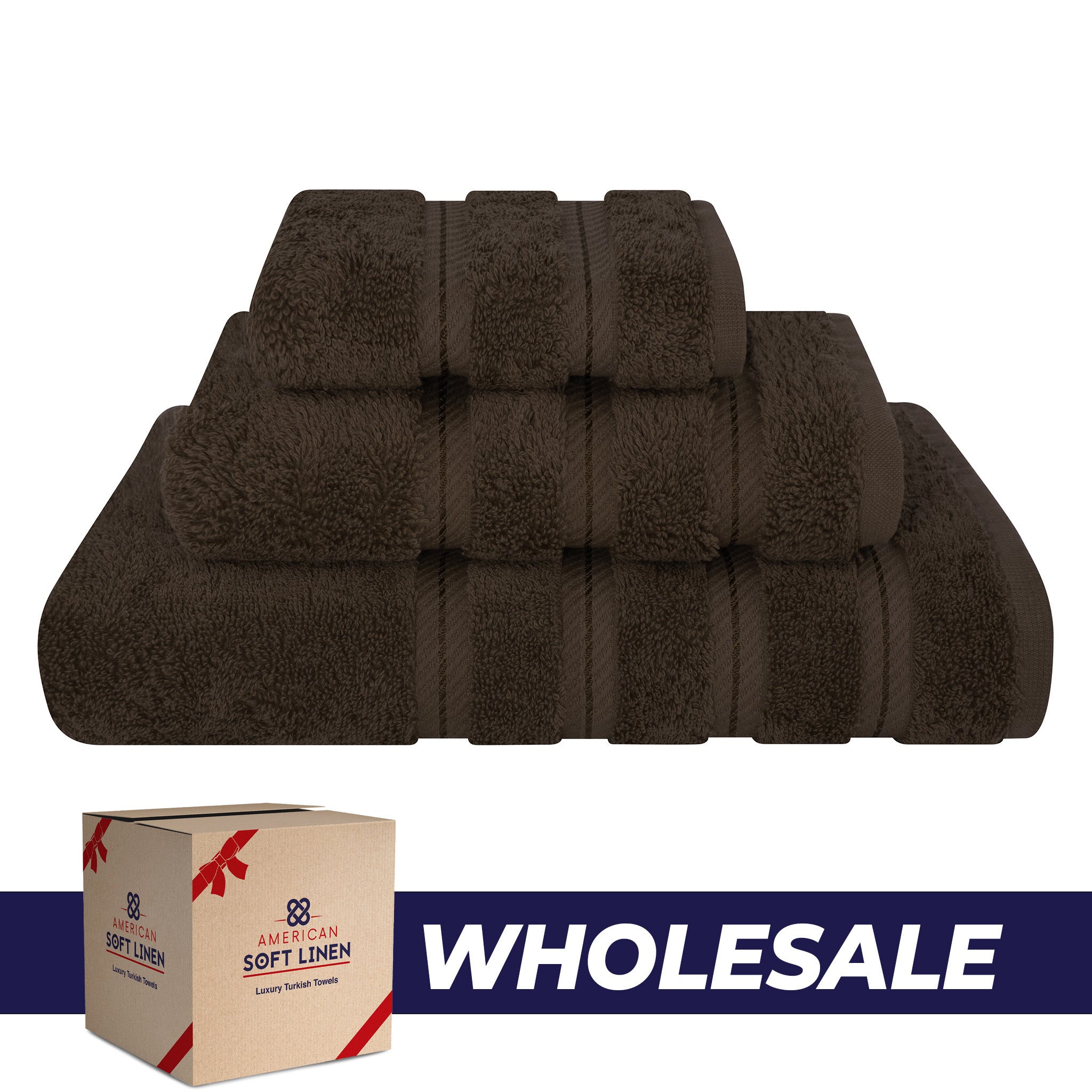American Soft Linen 3 Piece Luxury Hotel Towel Set 20 set case pack chocolate-brown-0