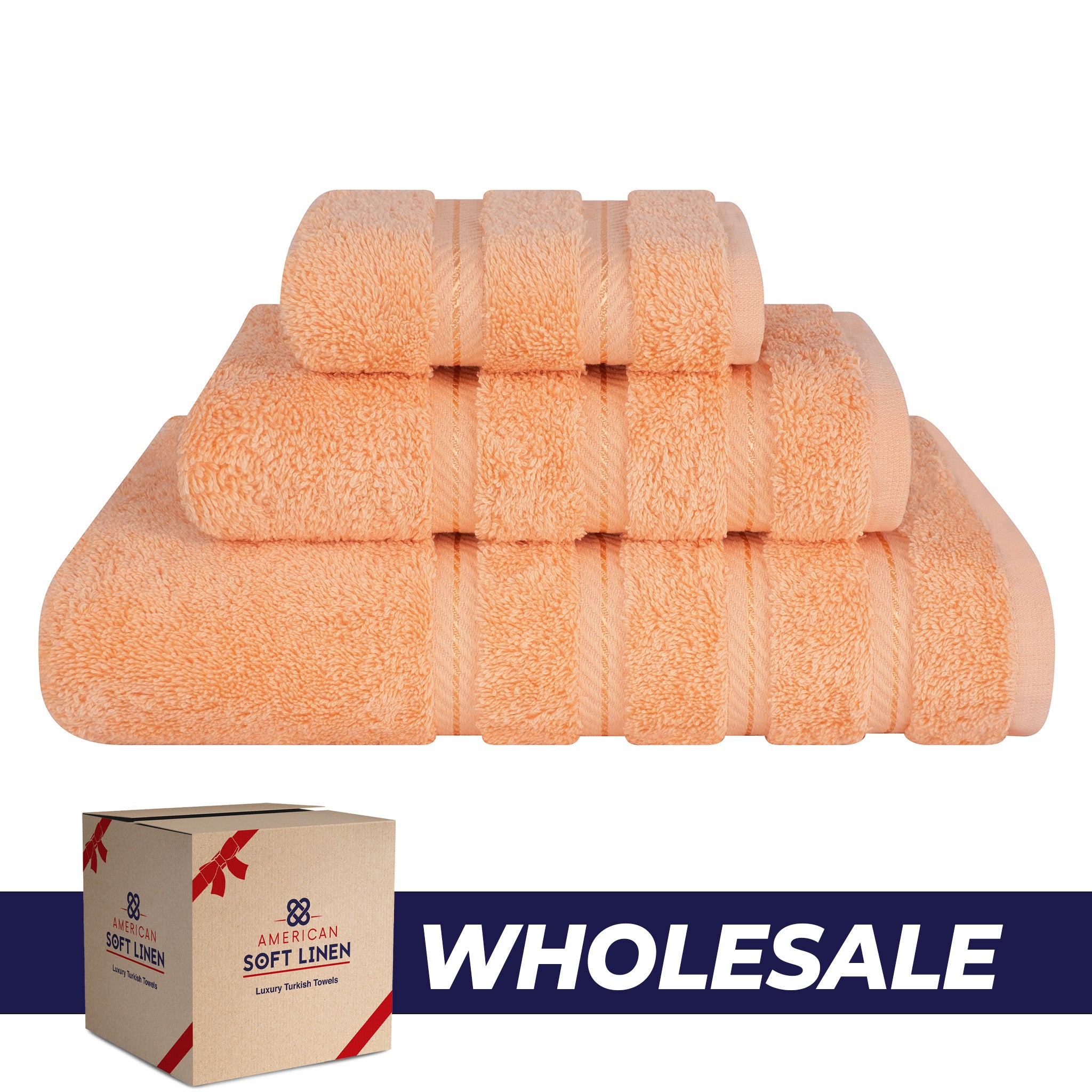 American Soft Linen 3 Piece Luxury Hotel Towel Set 20 set case pack malibu-peach-0