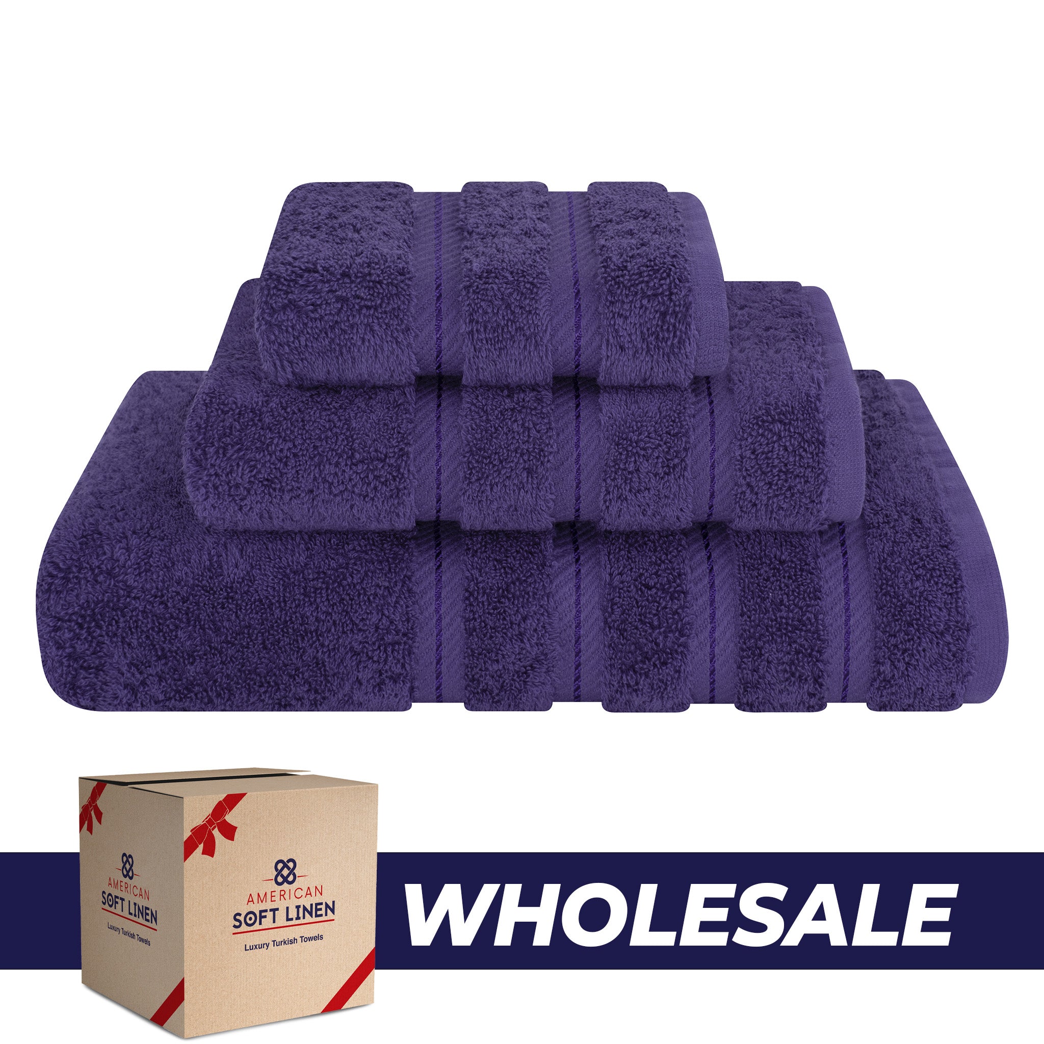 American Soft Linen 3 Piece Luxury Hotel Towel Set 20 set case pack purple-0
