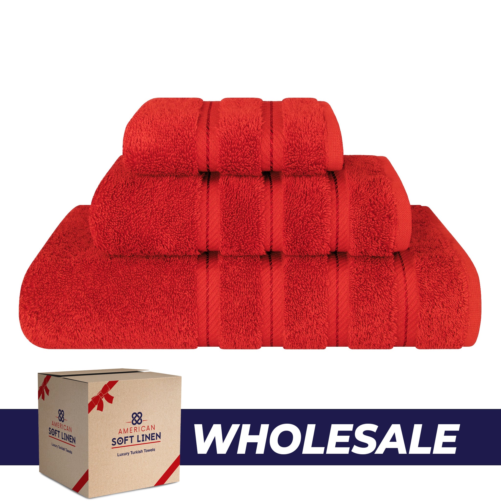 American Soft Linen 3 Piece Luxury Hotel Towel Set 20 set case pack red-0