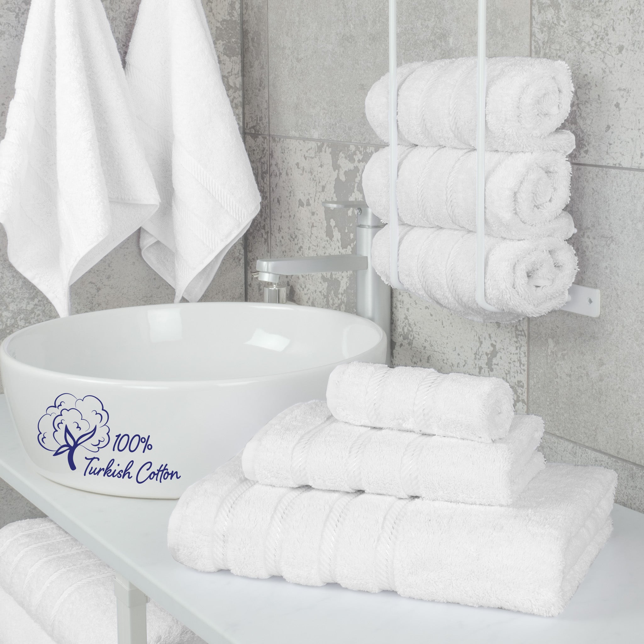 American Soft Linen 3 Piece Luxury Hotel Towel Set 20 set case pack white-2