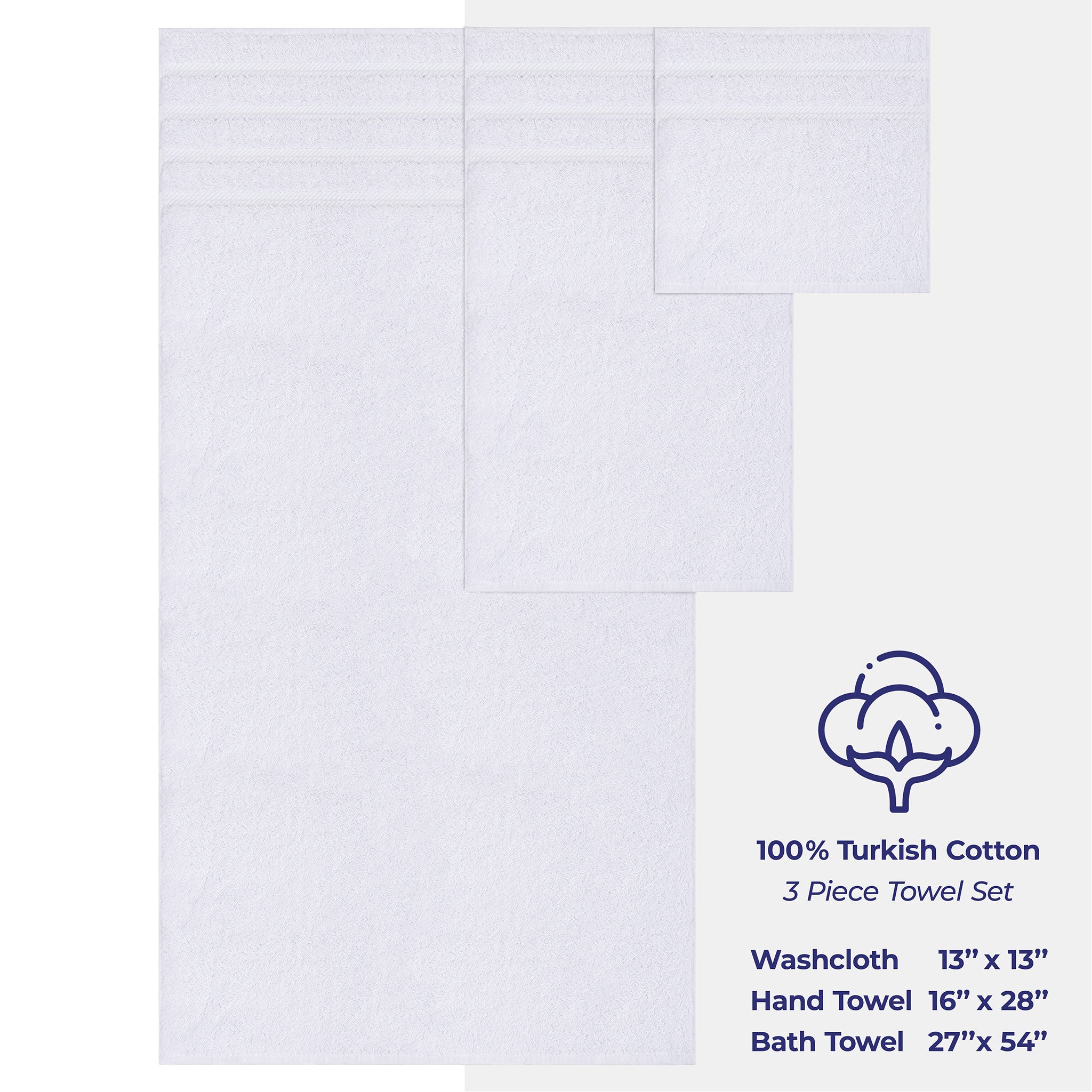 American Soft Linen 3 Piece Luxury Hotel Towel Set 20 set case pack white-4