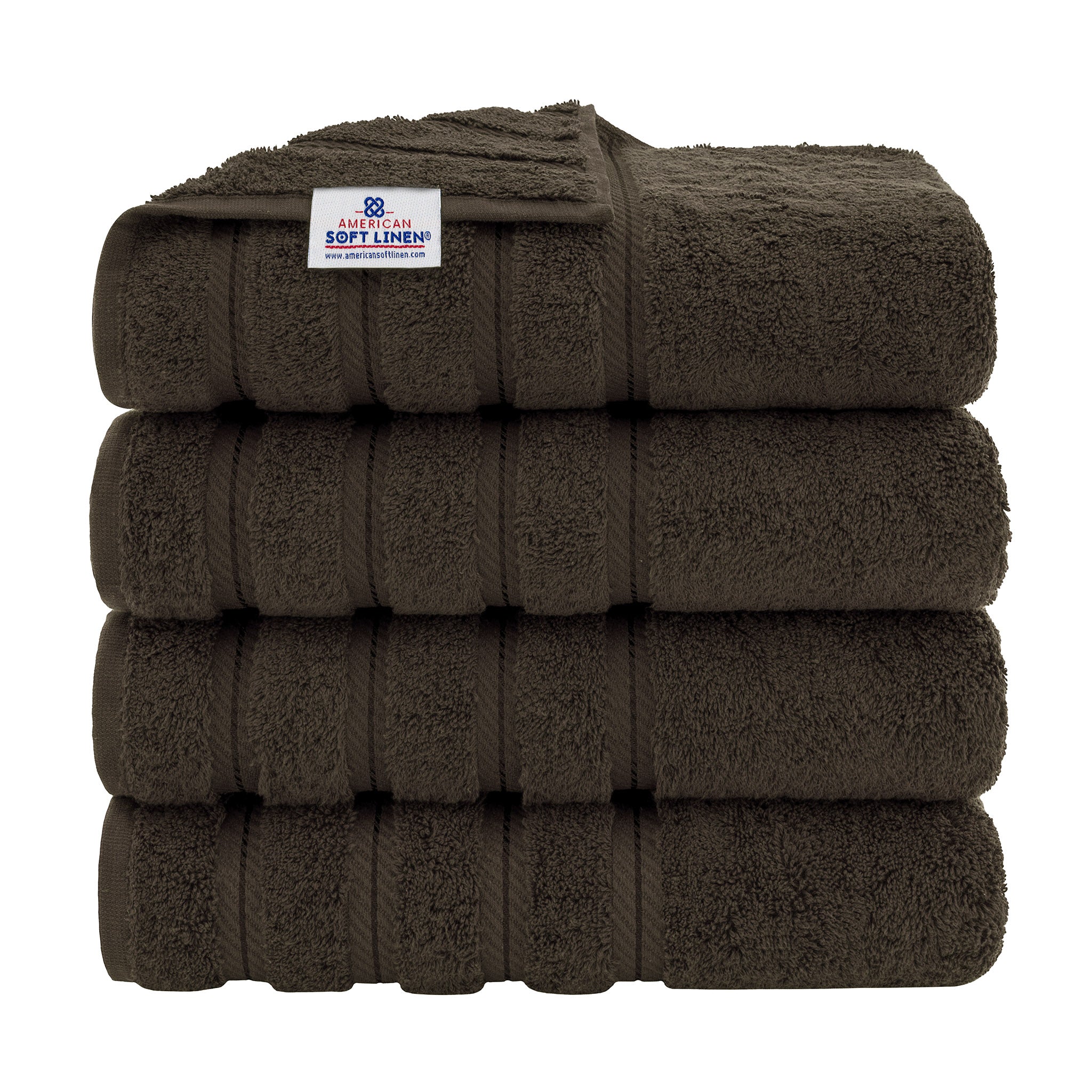 American Soft Linen 100% Turkish Cotton 4 Pack Bath Towel Set chocolate-brown-1