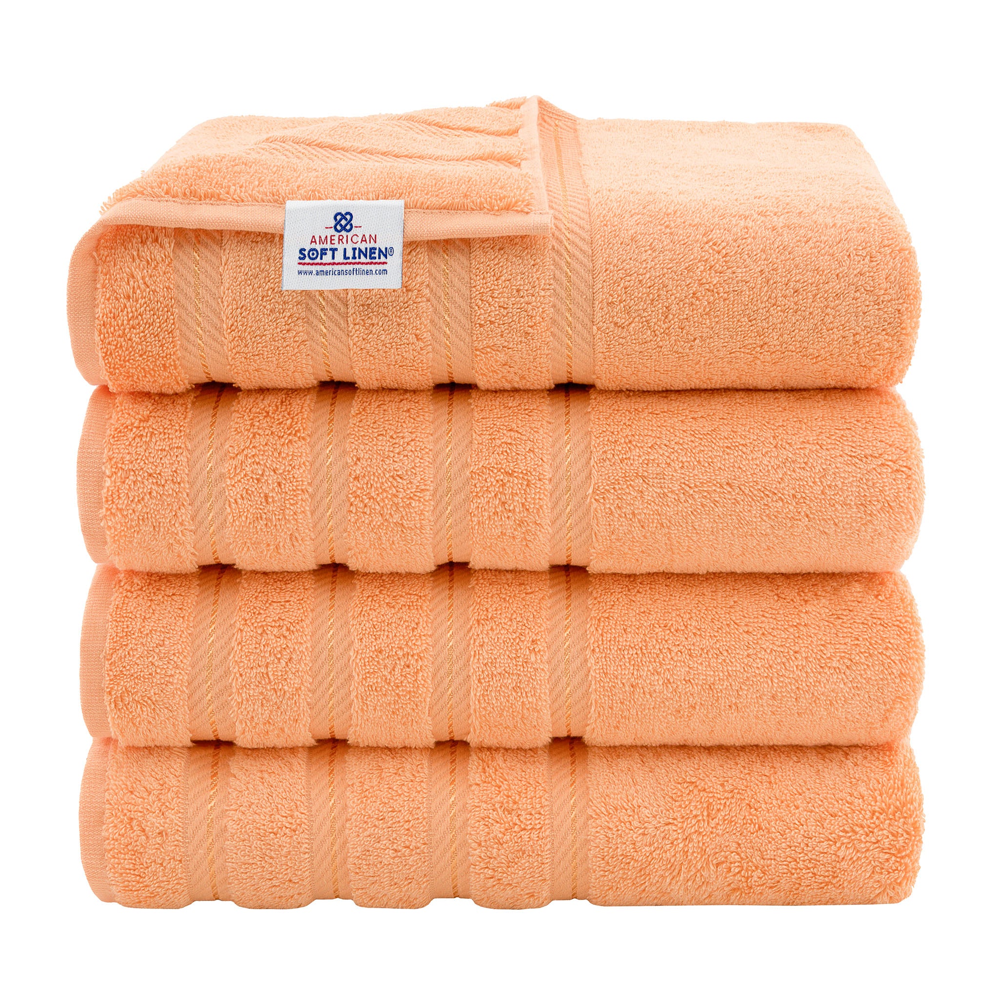 American Soft Linen 100% Turkish Cotton 4 Pack Bath Towel Set malibu-peach-1