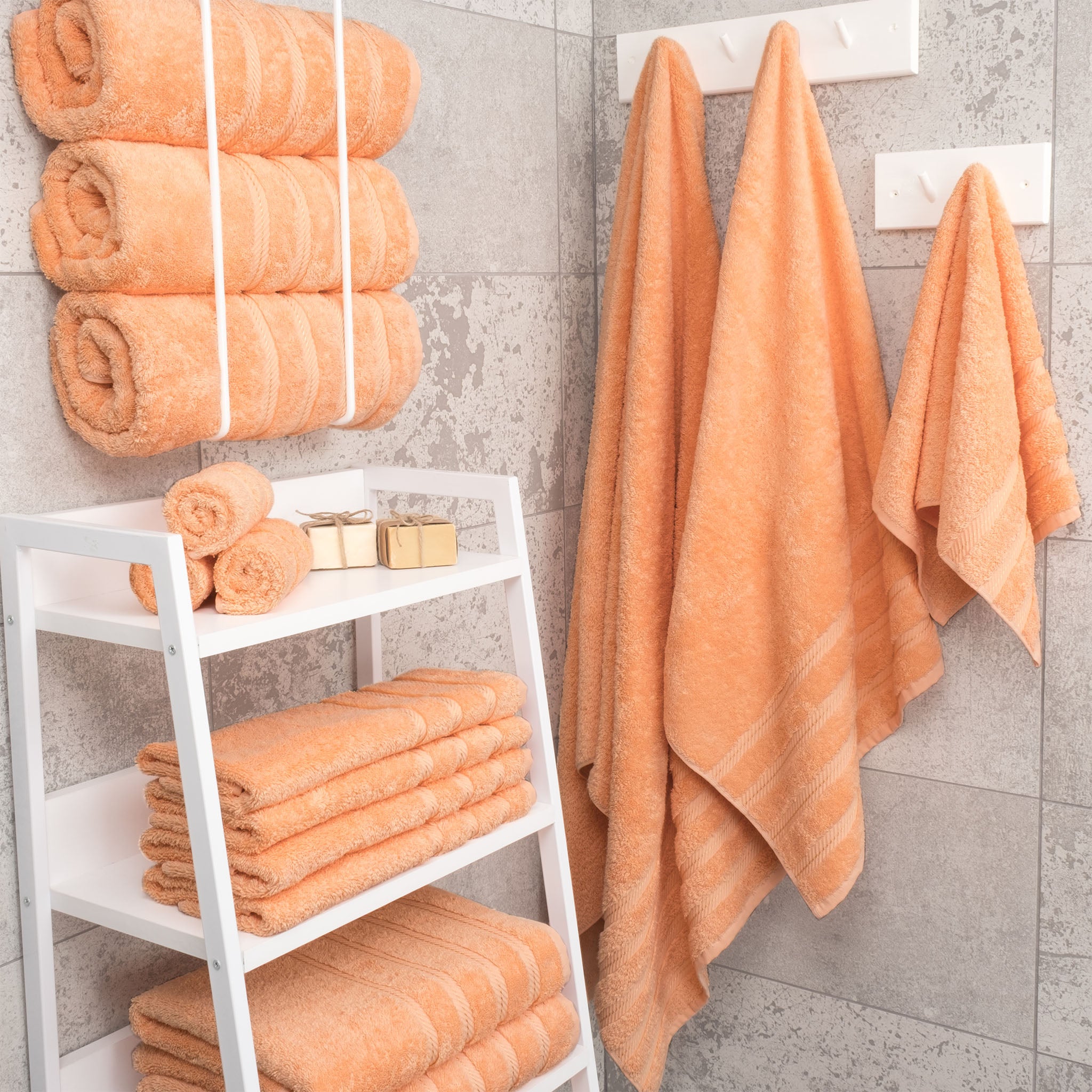 American Soft Linen 100% Turkish Cotton 4 Pack Bath Towel Set malibu-peach-2