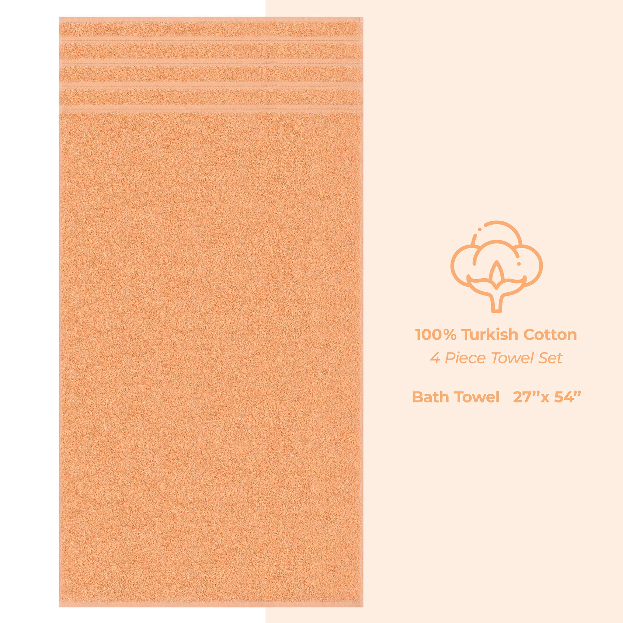 American Soft Linen 100% Turkish Cotton 4 Pack Bath Towel Set malibu-peach-4