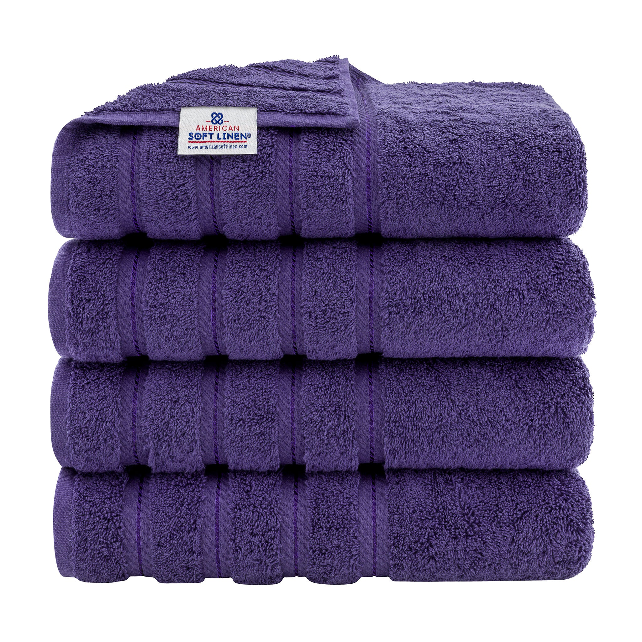 American Soft Linen 100% Turkish Cotton 4 Pack Bath Towel Set purple-1