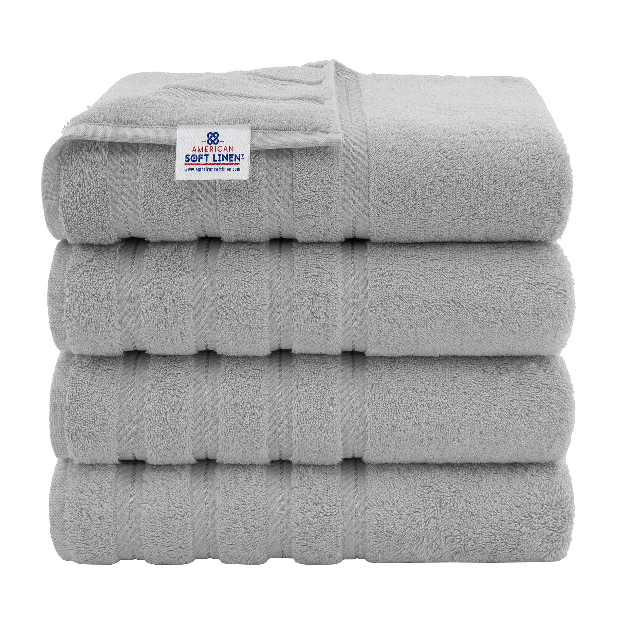 American Soft Linen 100% Turkish Cotton 4 Pack Bath Towel Set rockridge-gray-1