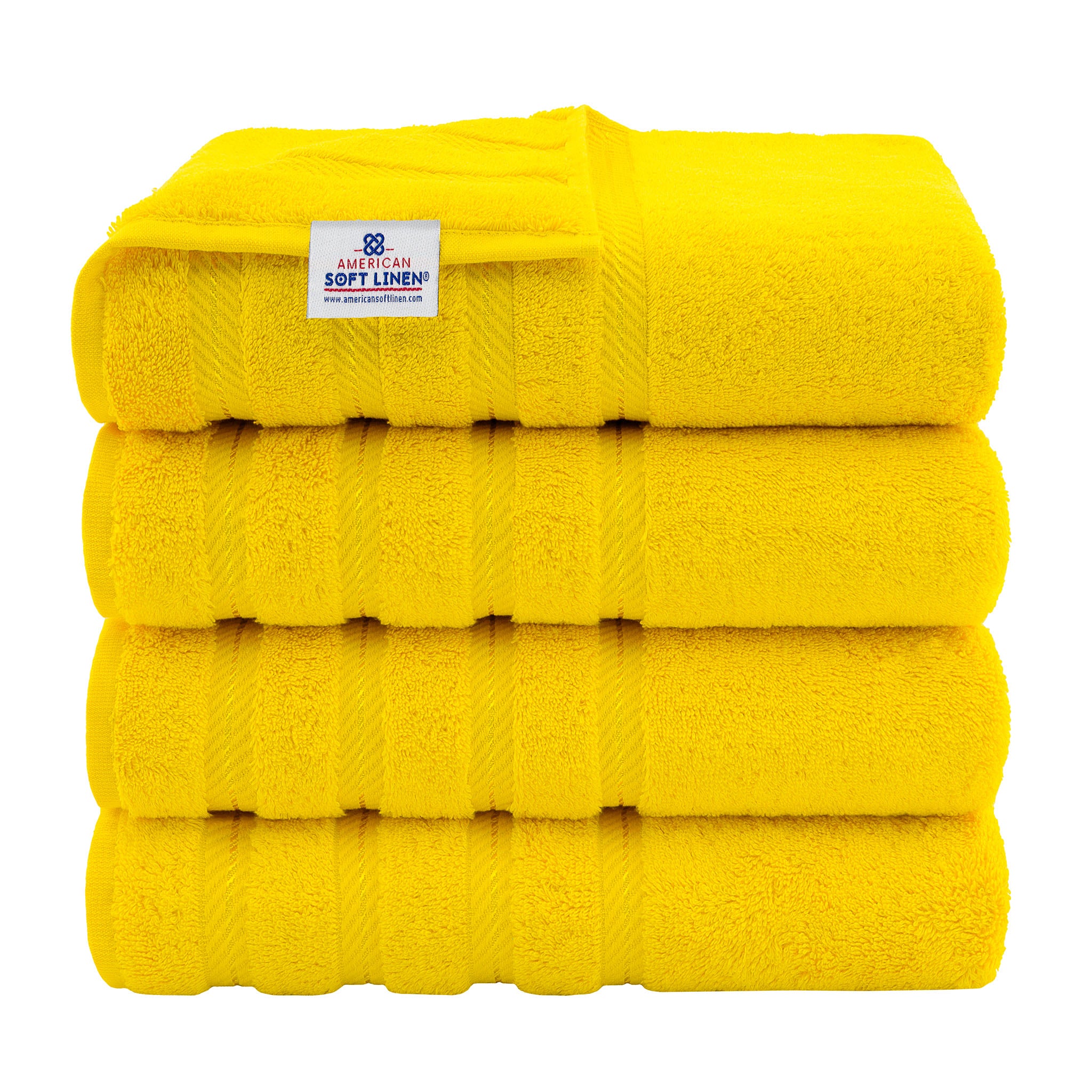 American Soft Linen 100% Turkish Cotton 4 Pack Bath Towel Set yellow-1