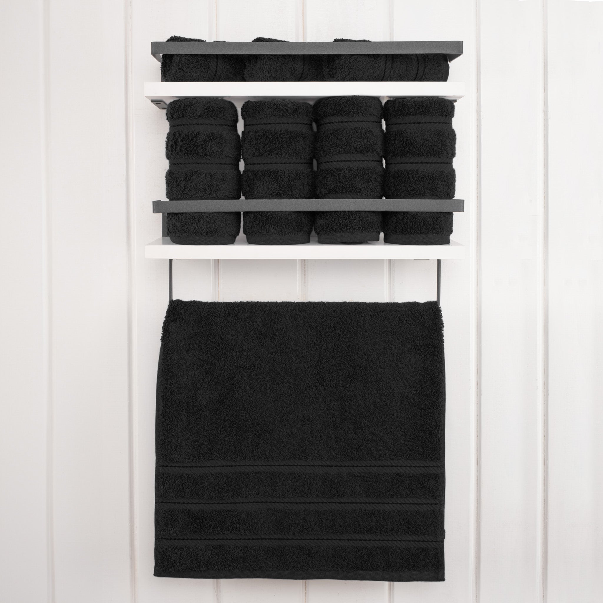  American Soft Linen 100% Turkish Cotton 4 Pack Hand Towel Set  black-2