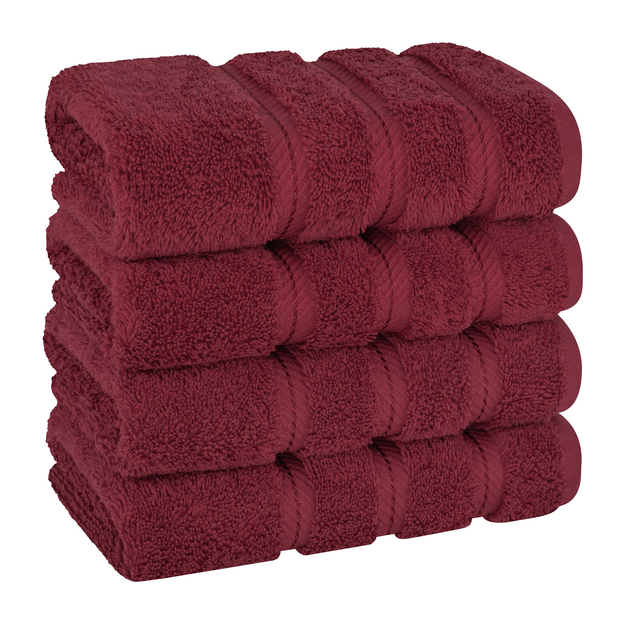  American Soft Linen 100% Turkish Cotton 4 Pack Hand Towel Set  bordeaux-red-1