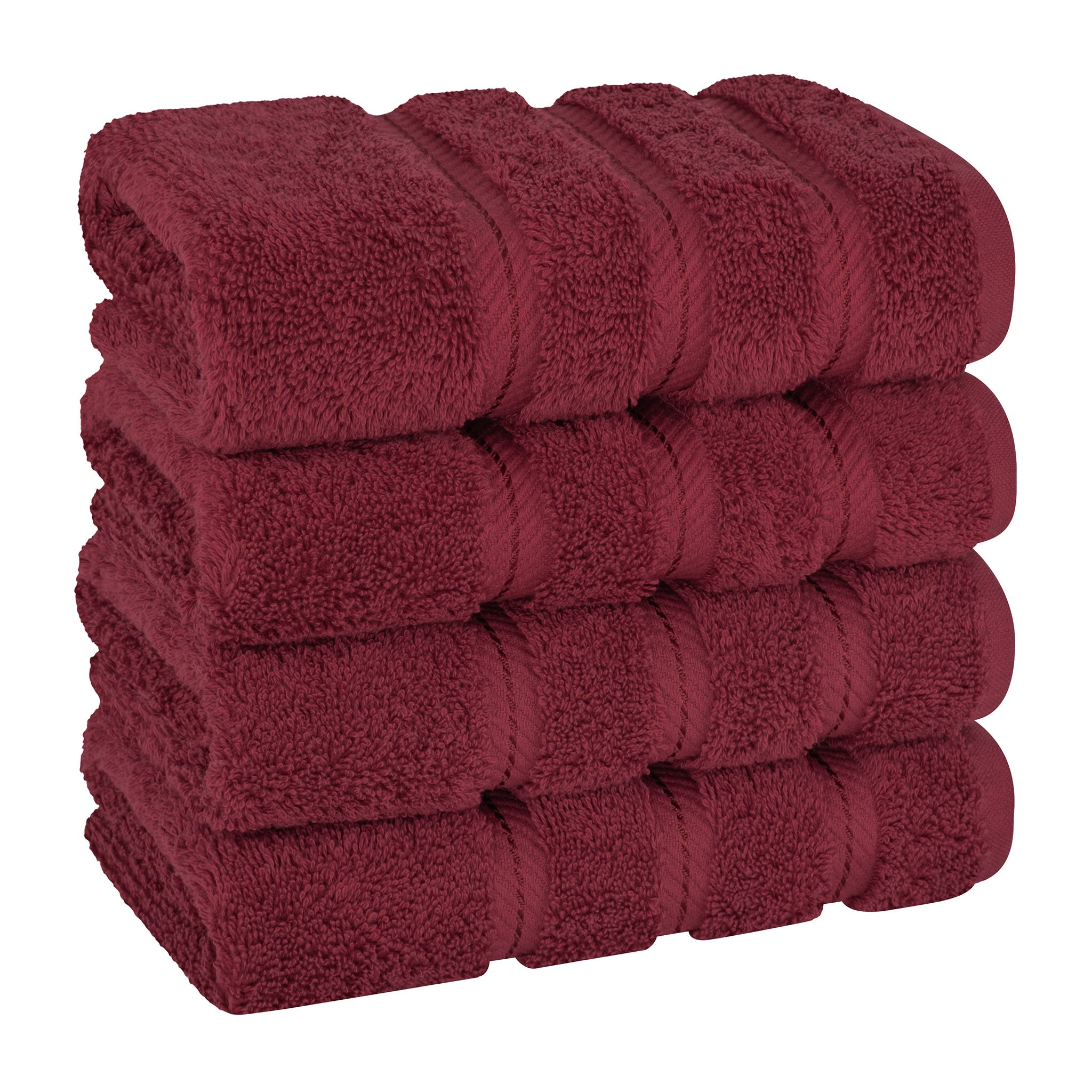 American Soft Linen 100% Turkish Cotton 4 Pack Hand Towel Set bordeaux-red-1