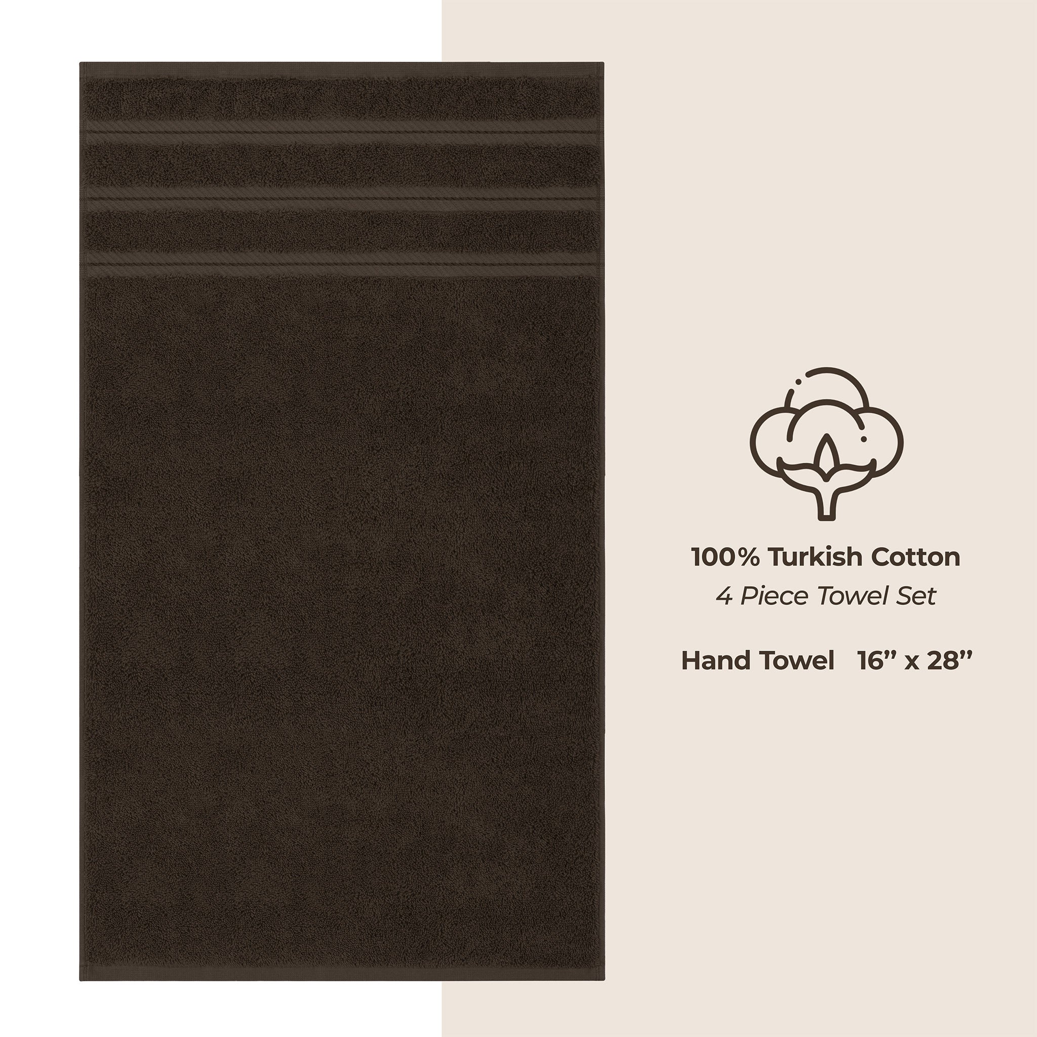 American Soft Linen 100% Turkish Cotton 4 Pack Hand Towel Set chocolate-brown-4