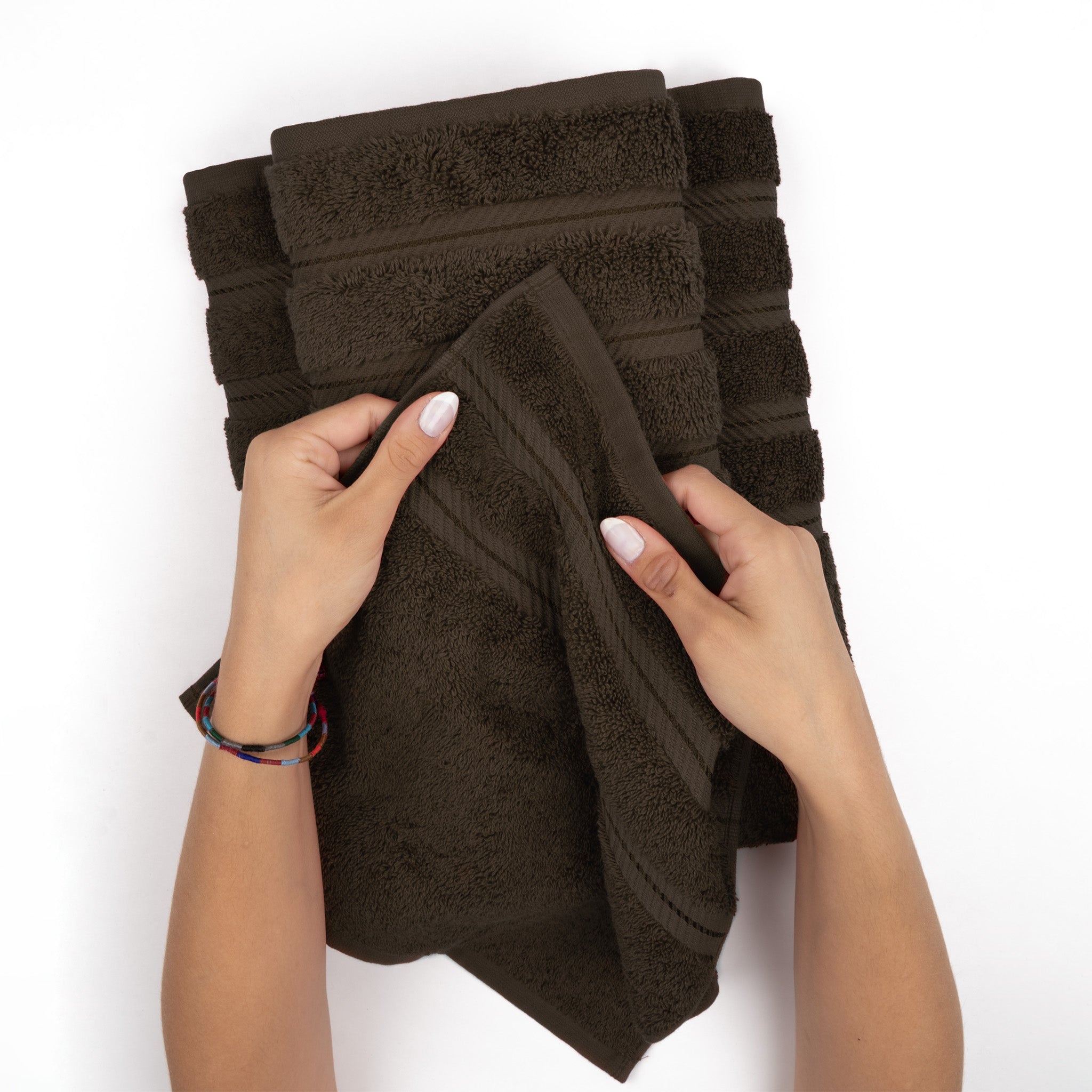 American Soft Linen 100% Turkish Cotton 4 Pack Hand Towel Set chocolate-brown-5