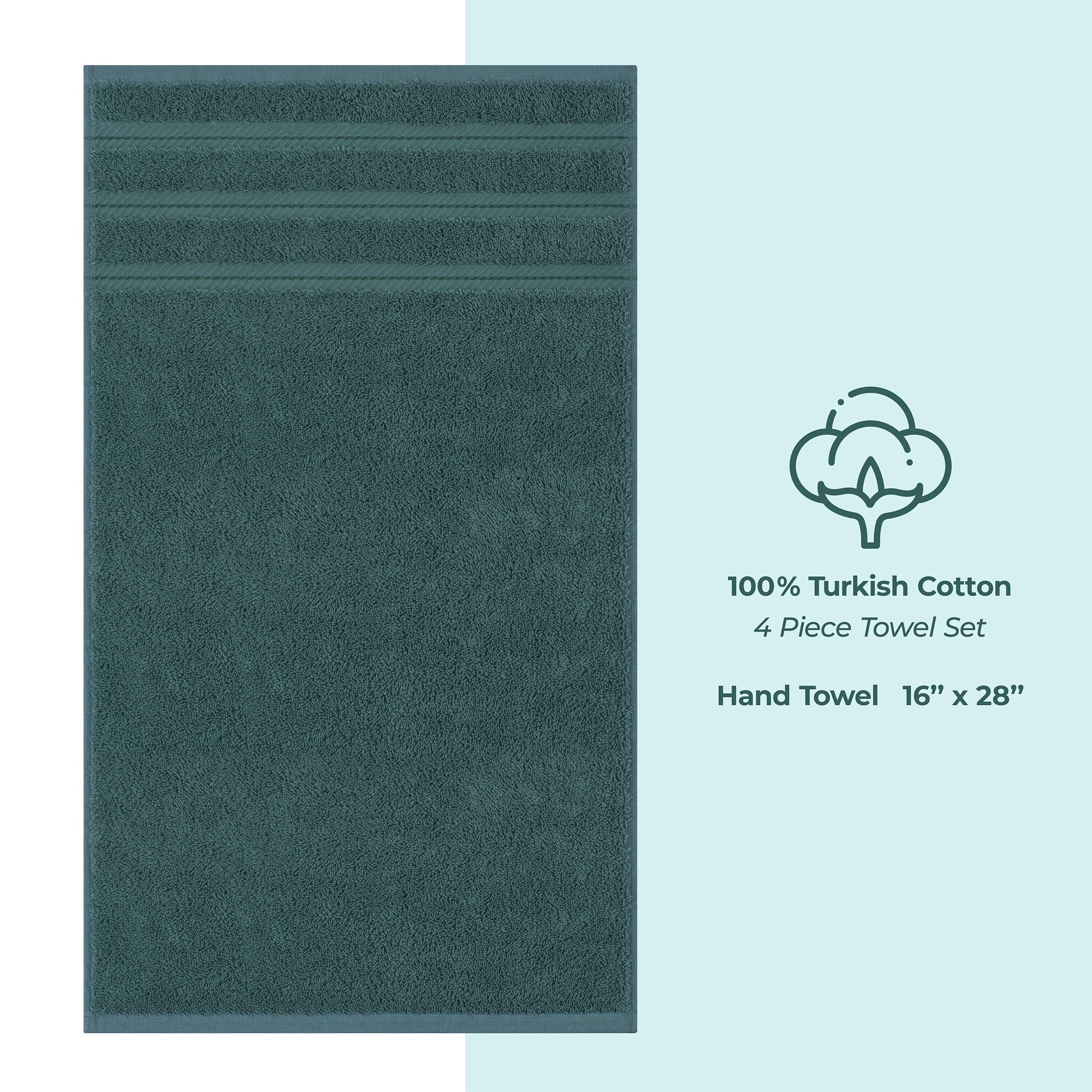  American Soft Linen 100% Turkish Cotton 4 Pack Hand Towel Set  colonial-blue-4