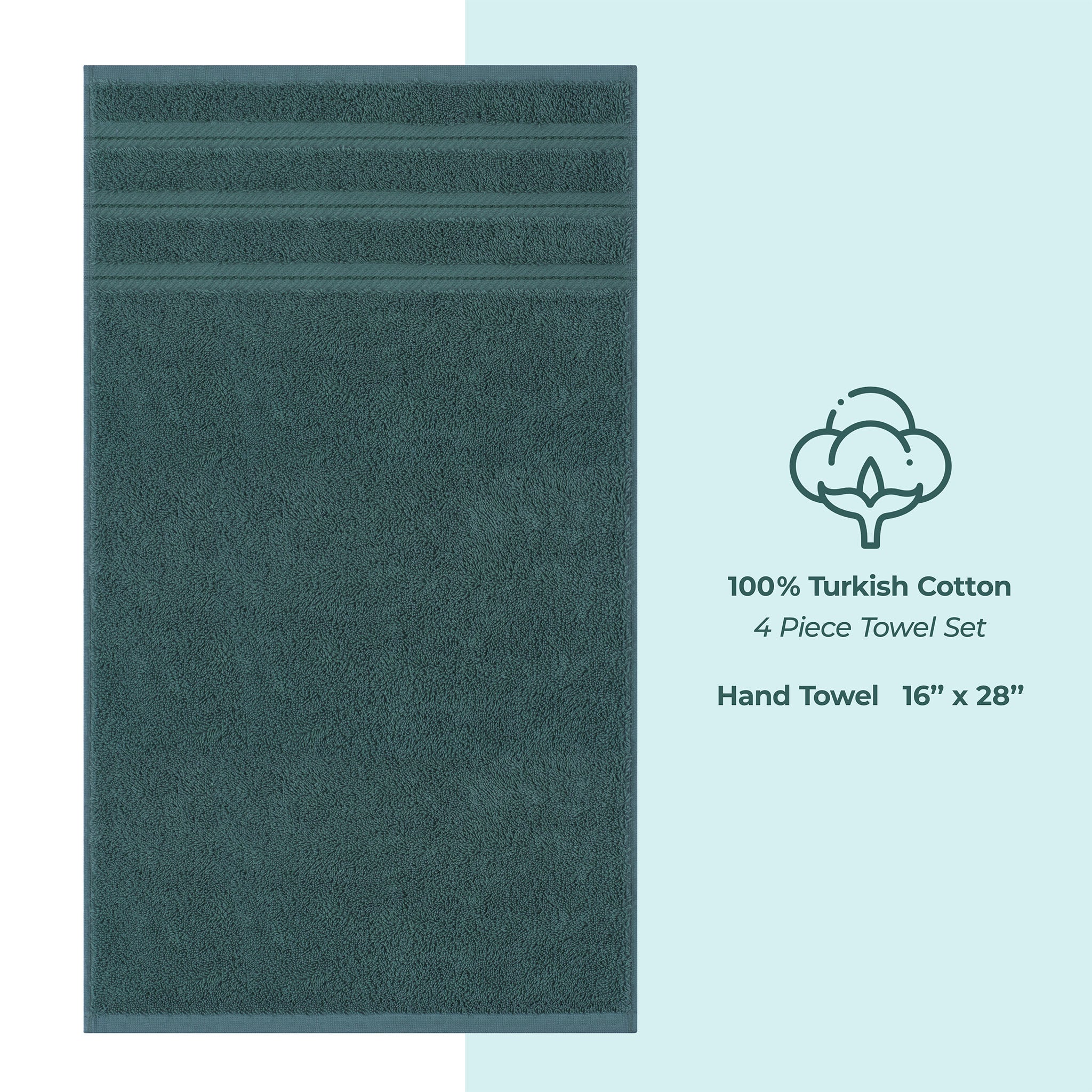 American Soft Linen 100% Turkish Cotton 4 Pack Hand Towel Set colonial-blue-4