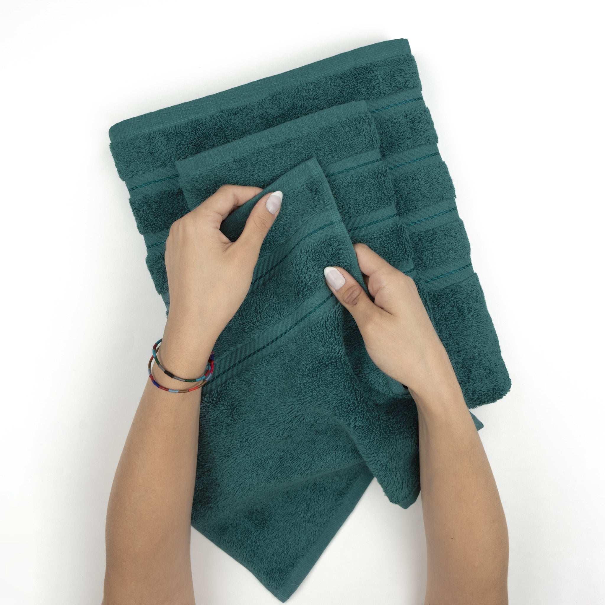 American Soft Linen 100% Turkish Cotton 4 Pack Hand Towel Set colonial-blue-5