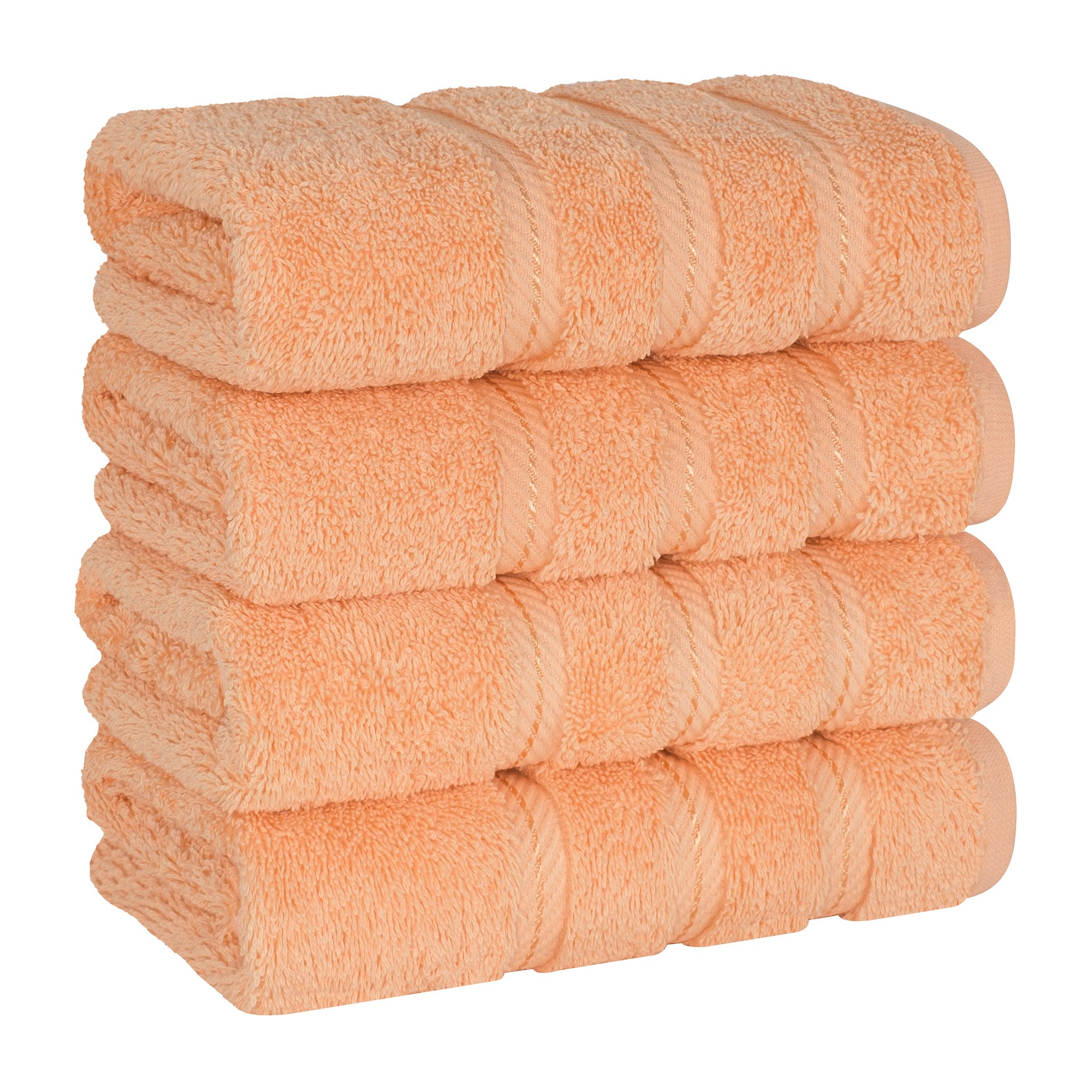 American Soft Linen 100% Turkish Cotton 4 Pack Hand Towel Set malibu-peach-1