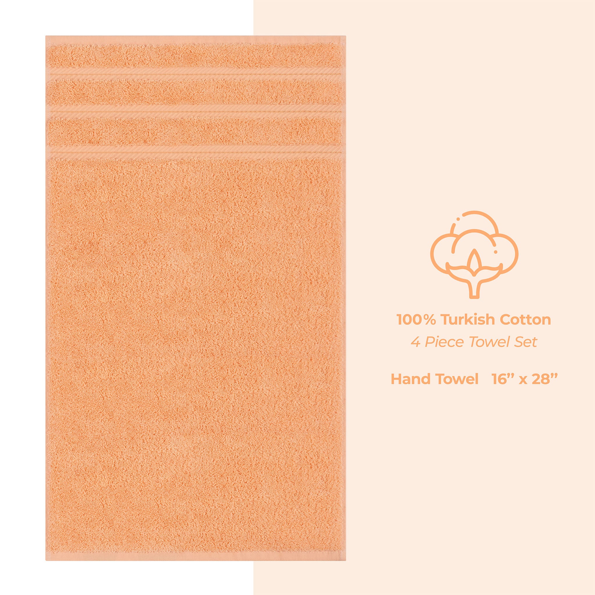 American Soft Linen 100% Turkish Cotton 4 Pack Hand Towel Set malibu-peach-4