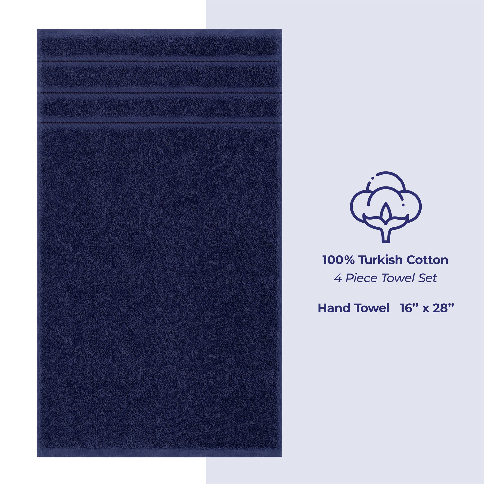 American Soft Linen 100% Turkish Cotton 4 Pack Hand Towel Set navy-blue-4