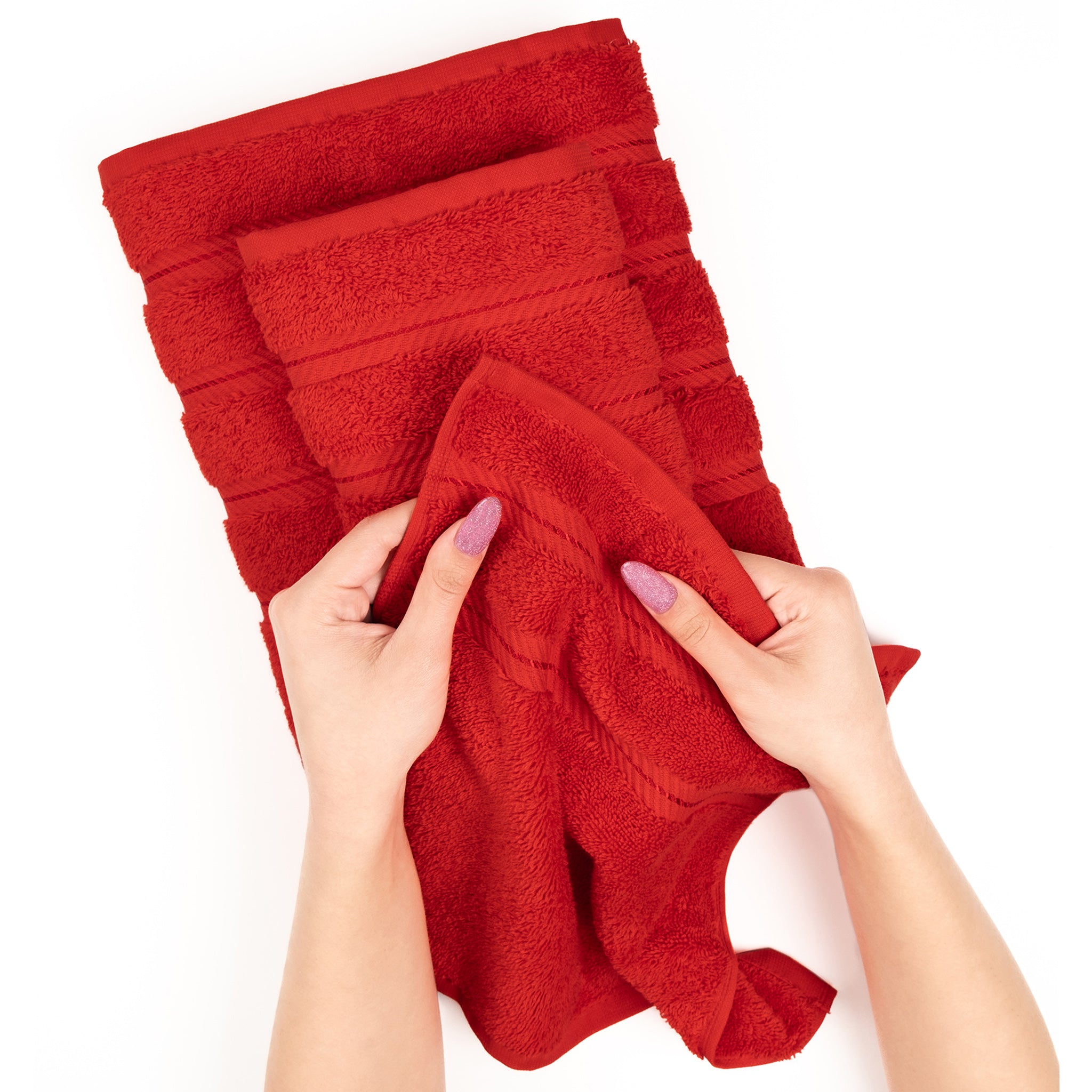 American Soft Linen 100% Turkish Cotton 4 Pack Hand Towel Set red-5