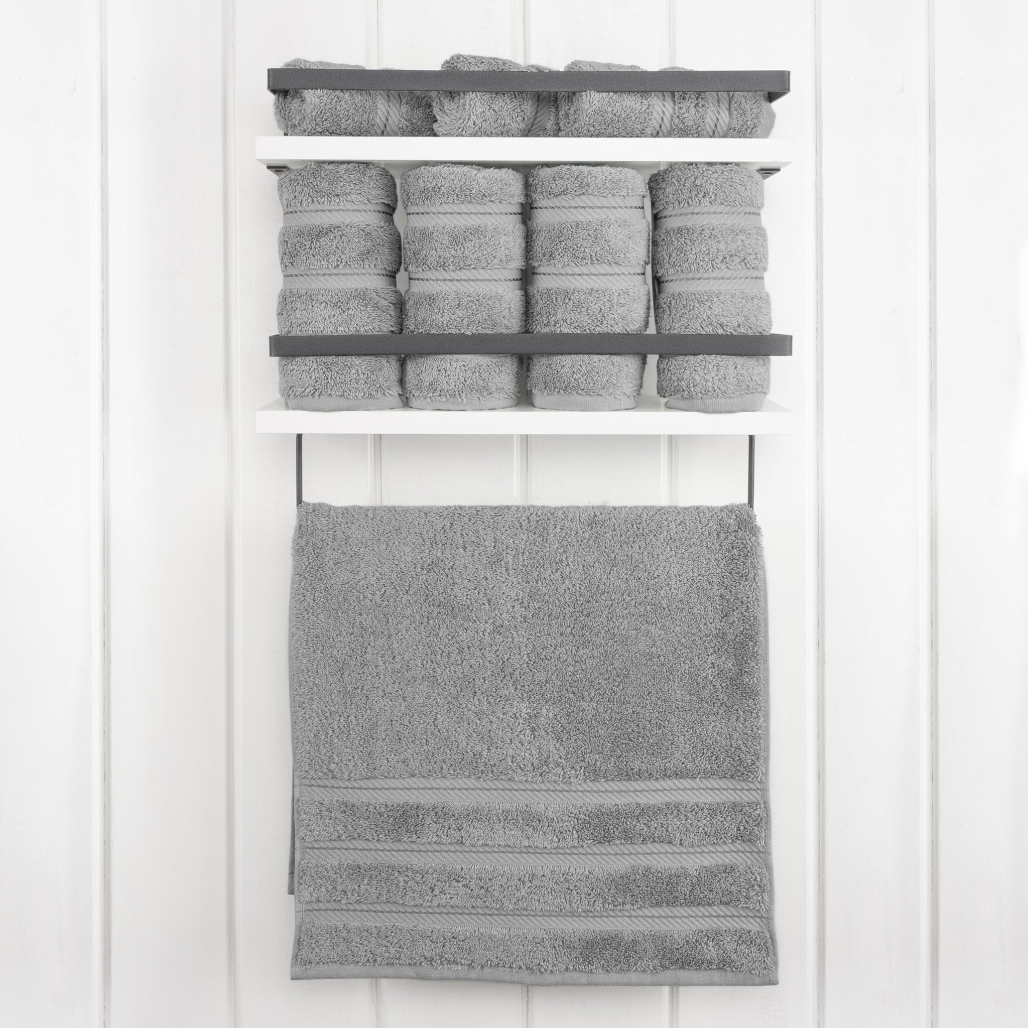 American Soft Linen 100% Turkish Cotton 4 Pack Hand Towel Set rockridge-gray-2