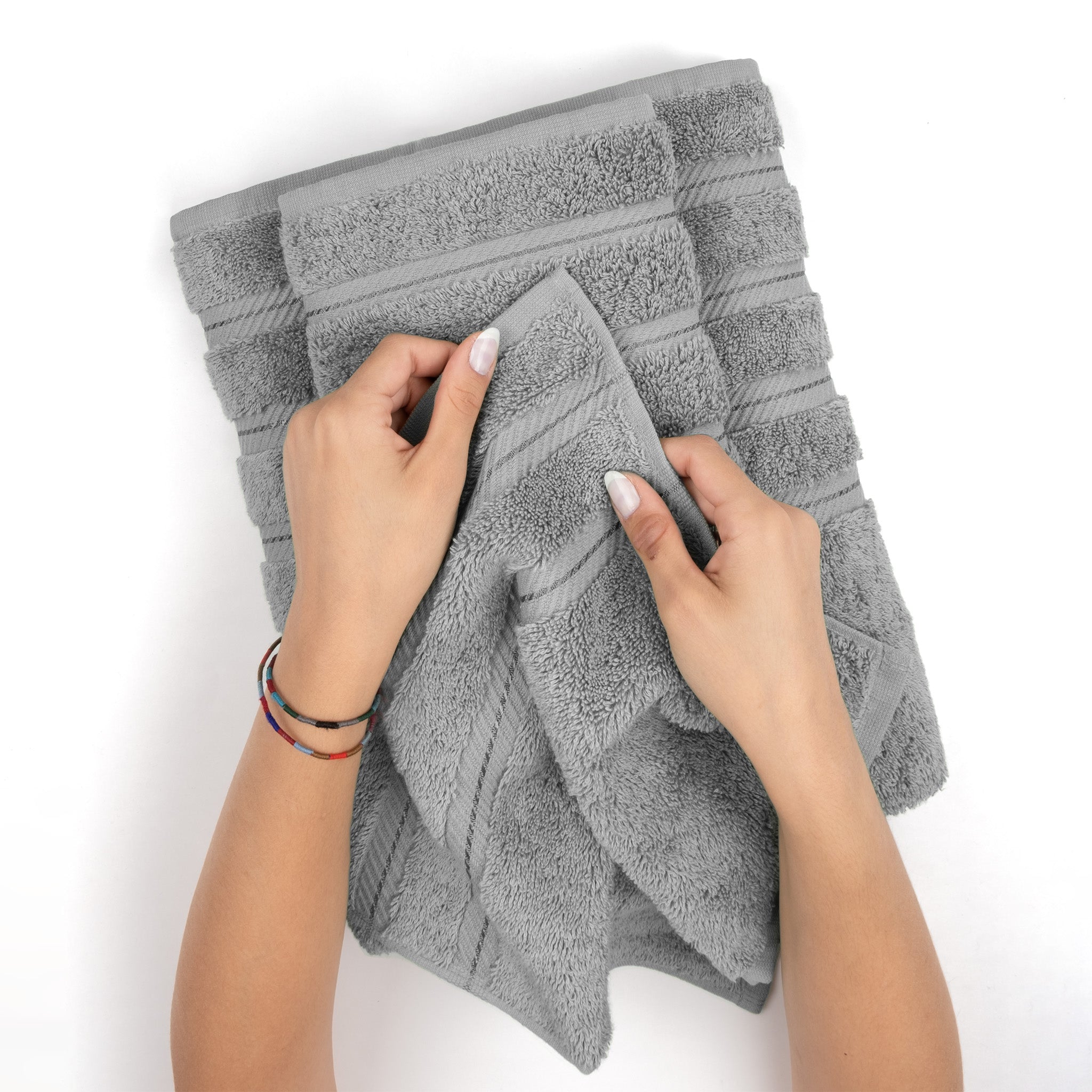  American Soft Linen 100% Turkish Cotton 4 Pack Hand Towel Set  rockridge-gray-5