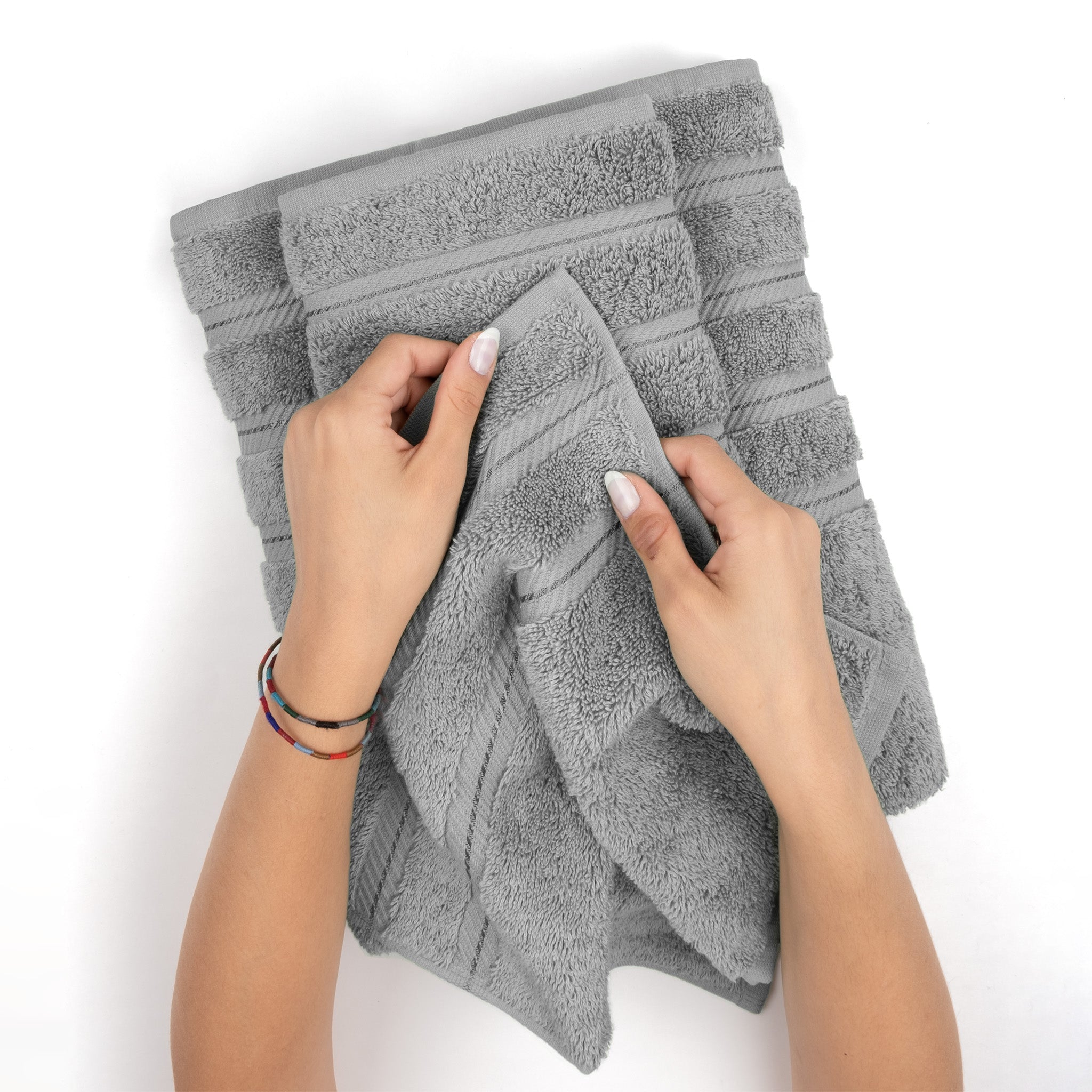 American Soft Linen 100% Turkish Cotton 4 Pack Hand Towel Set rockridge-gray-5