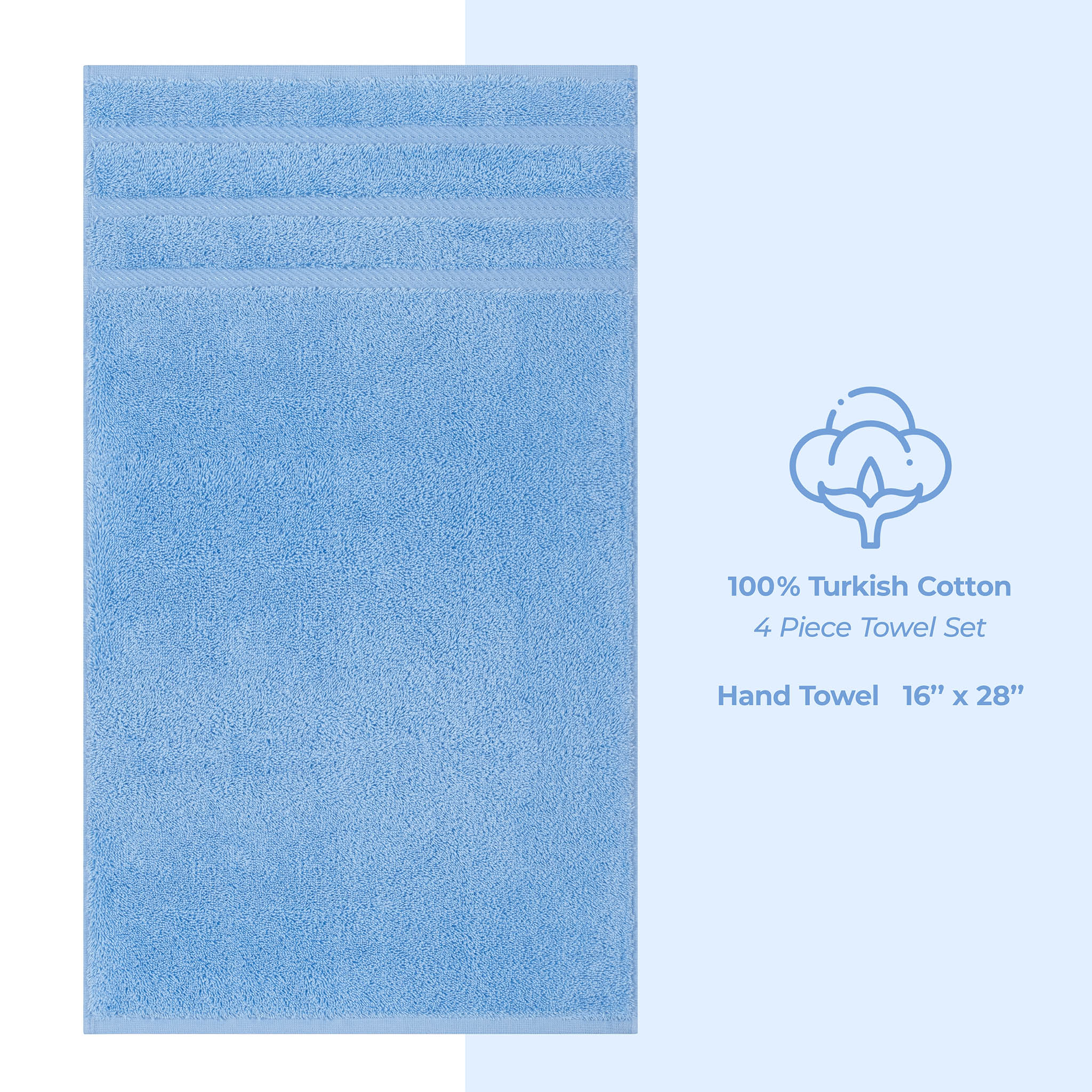 American Soft Linen 100% Turkish Cotton 4 Pack Hand Towel Set sky-blue-4