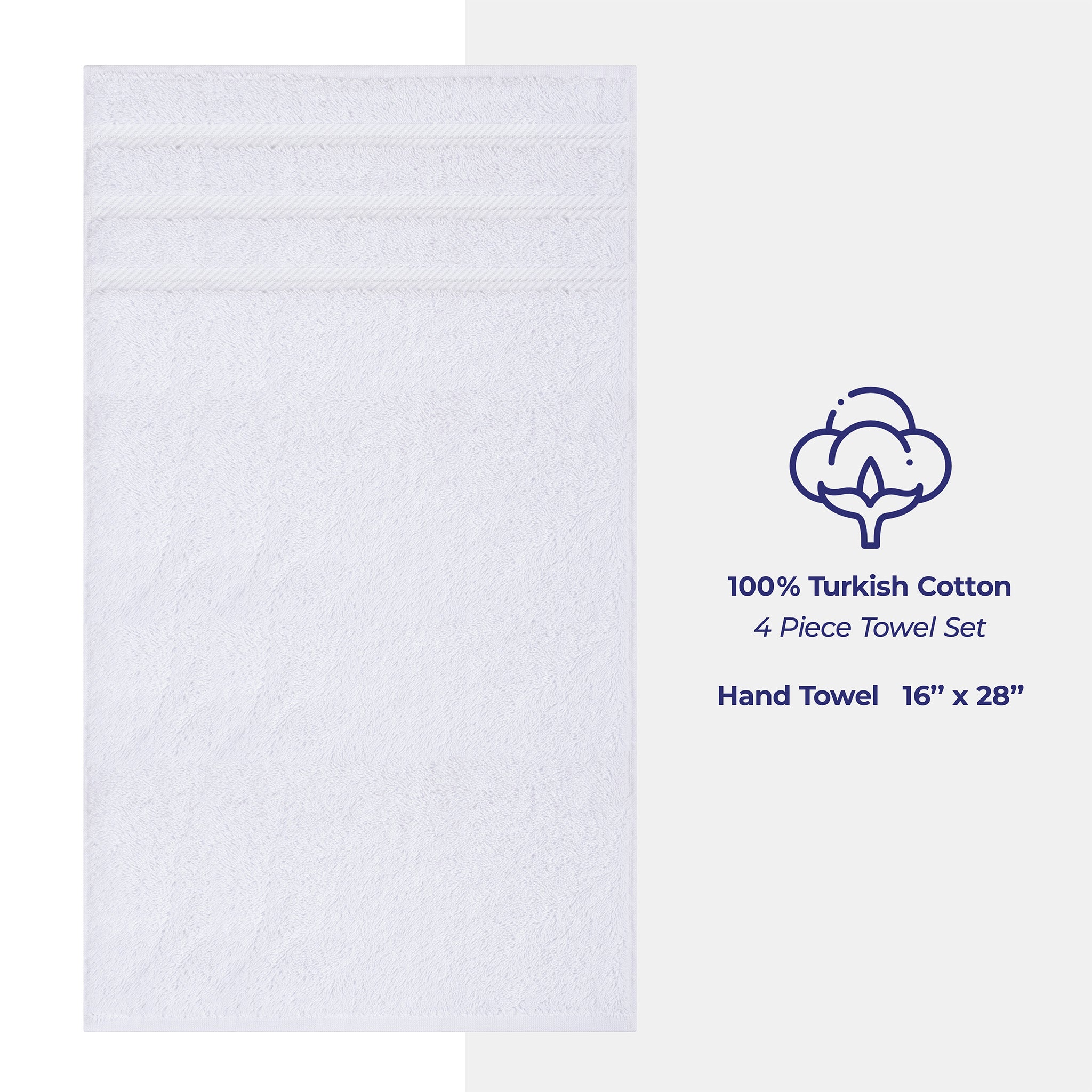 American Soft Linen 100% Turkish Cotton 4 Pack Hand Towel Set white-4