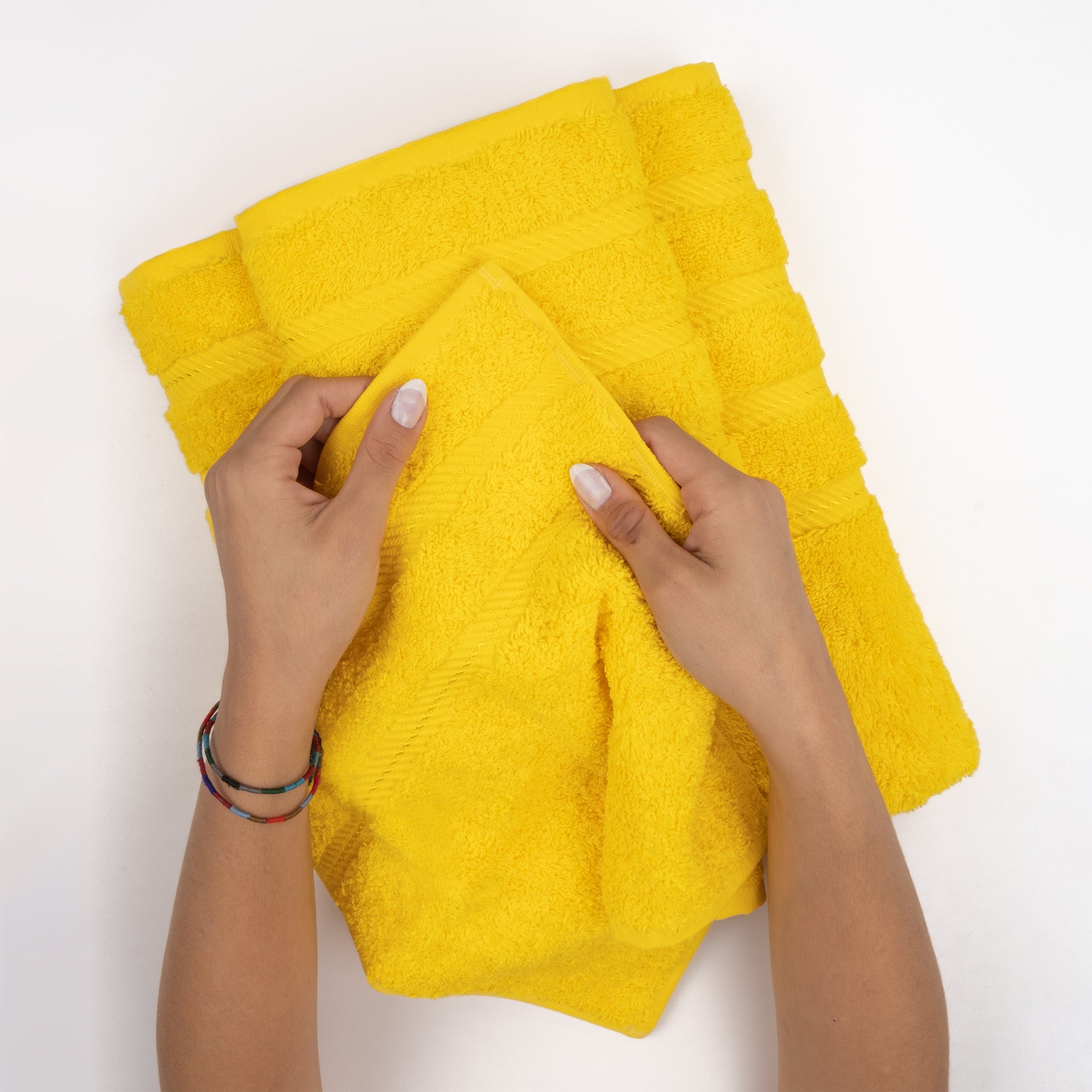 American Soft Linen 100% Turkish Cotton 4 Pack Hand Towel Set yellow-5
