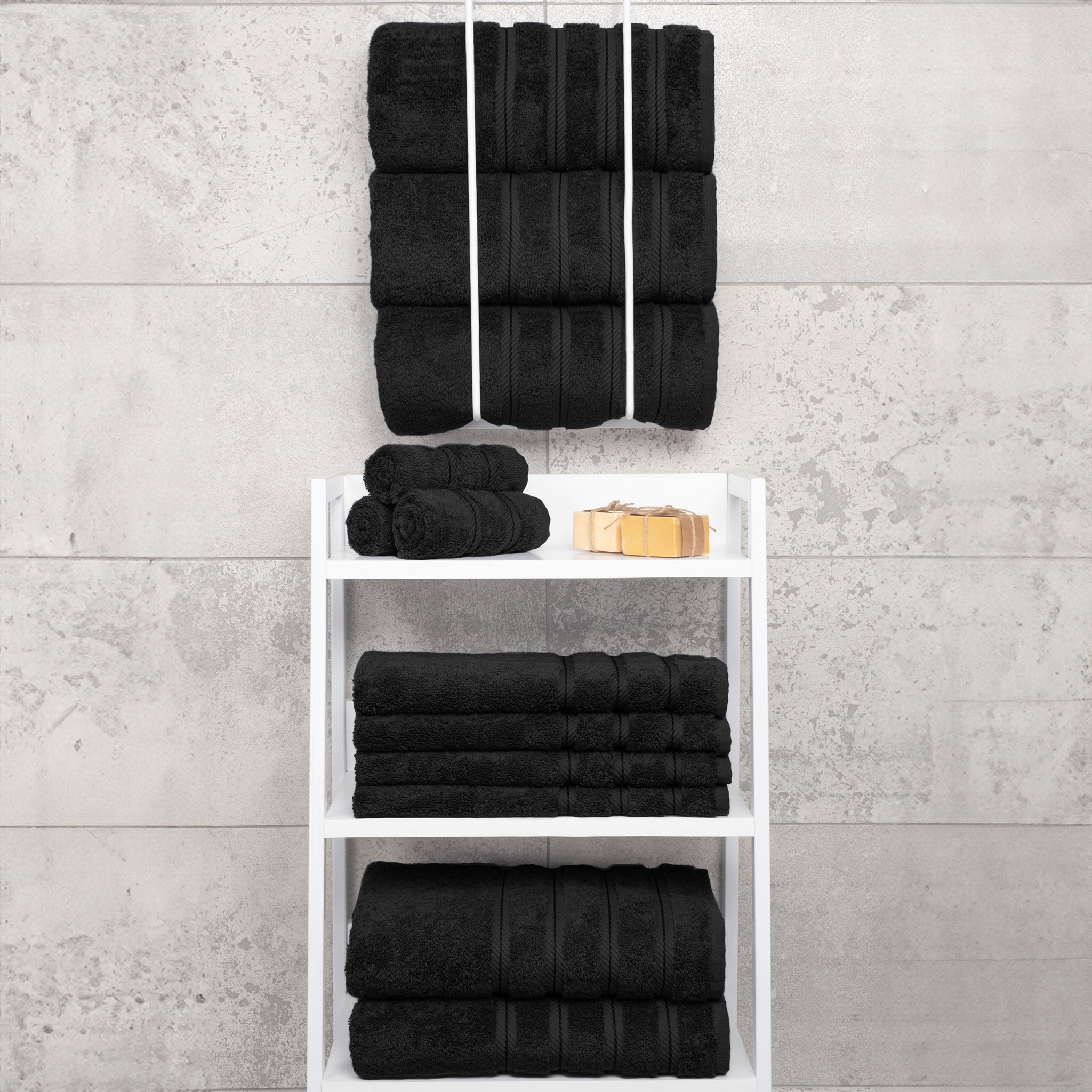 American Soft Linen 100% Turkish Cotton 4 Pack Bath Towel Set Wholesale black-7