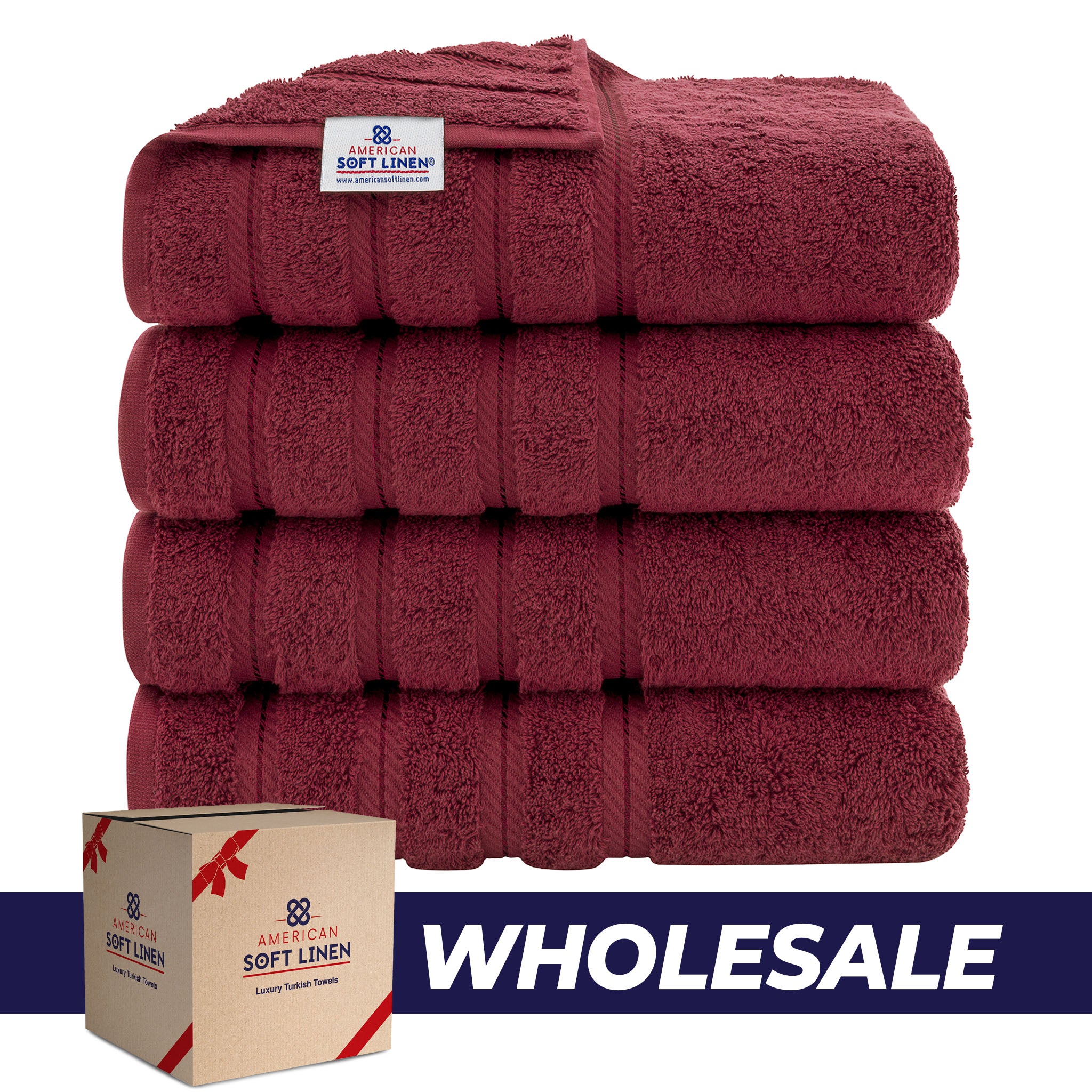 American Soft Linen 100% Turkish Cotton 4 Pack Bath Towel Set Wholesale bordeaux-red-0