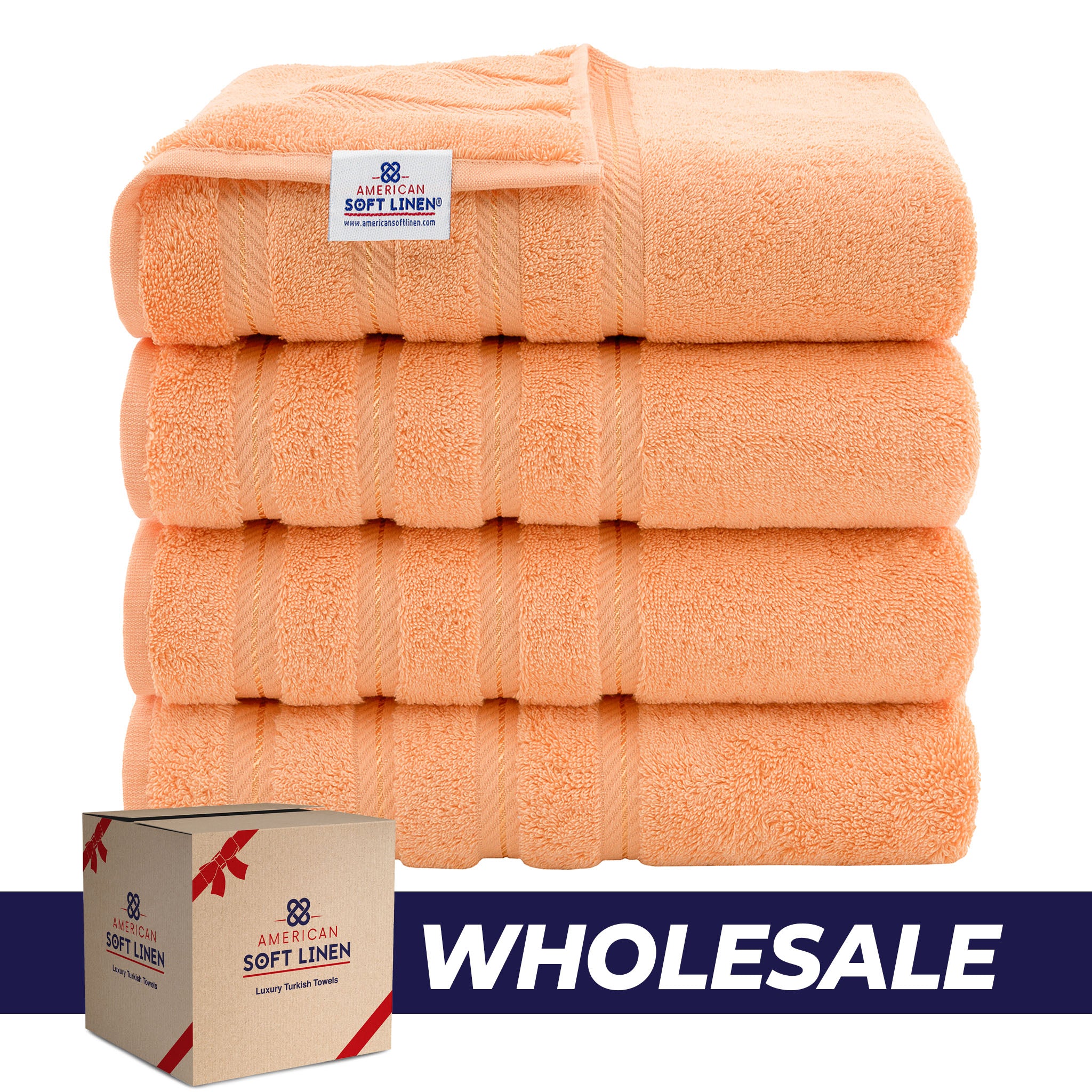 American Soft Linen 100% Turkish Cotton 4 Pack Bath Towel Set Wholesale malibu-peach-0