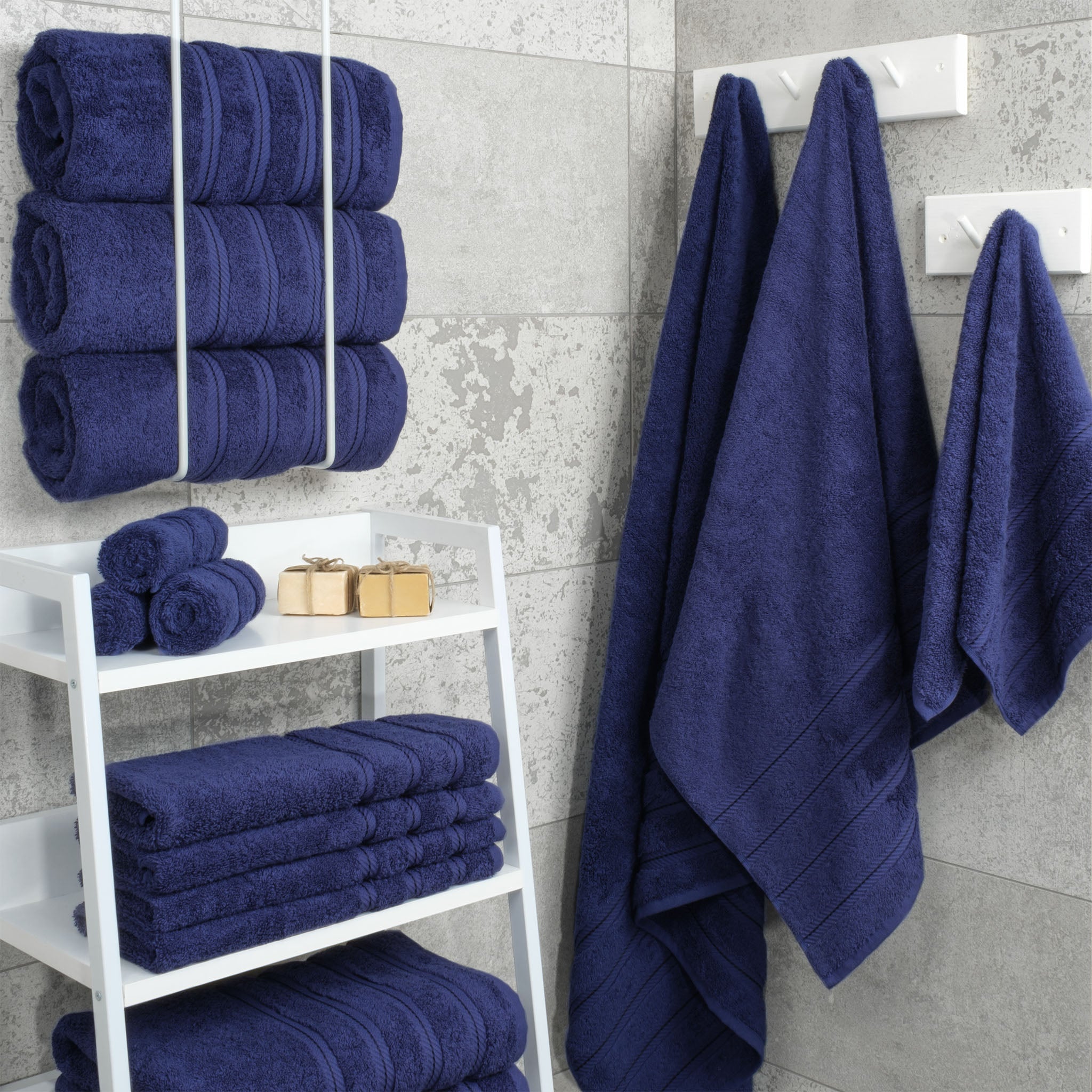American Soft Linen 100% Turkish Cotton 4 Pack Bath Towel Set Wholesale navy-blue-2