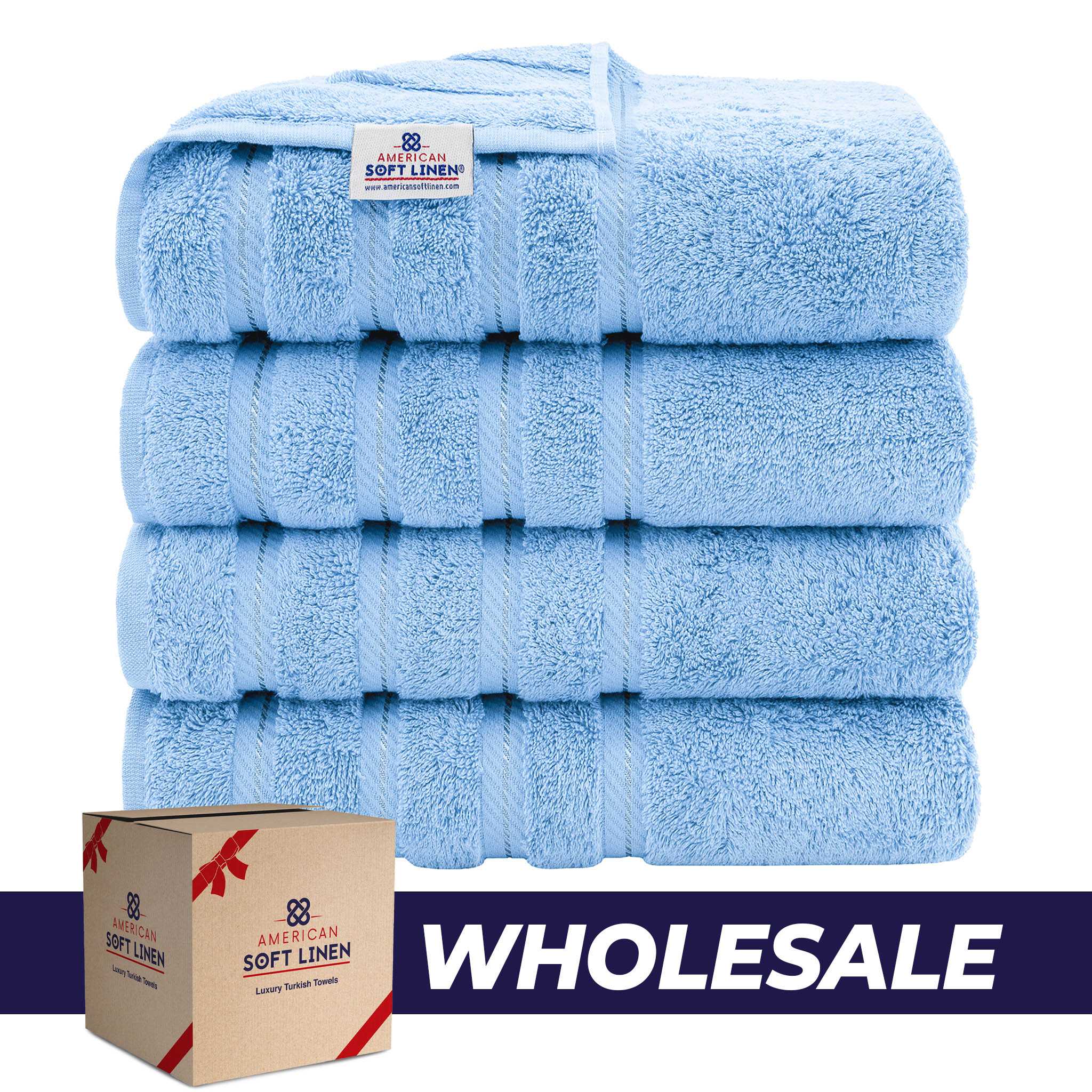 American Soft Linen 100% Turkish Cotton 4 Pack Bath Towel Set Wholesale sky-blue-0