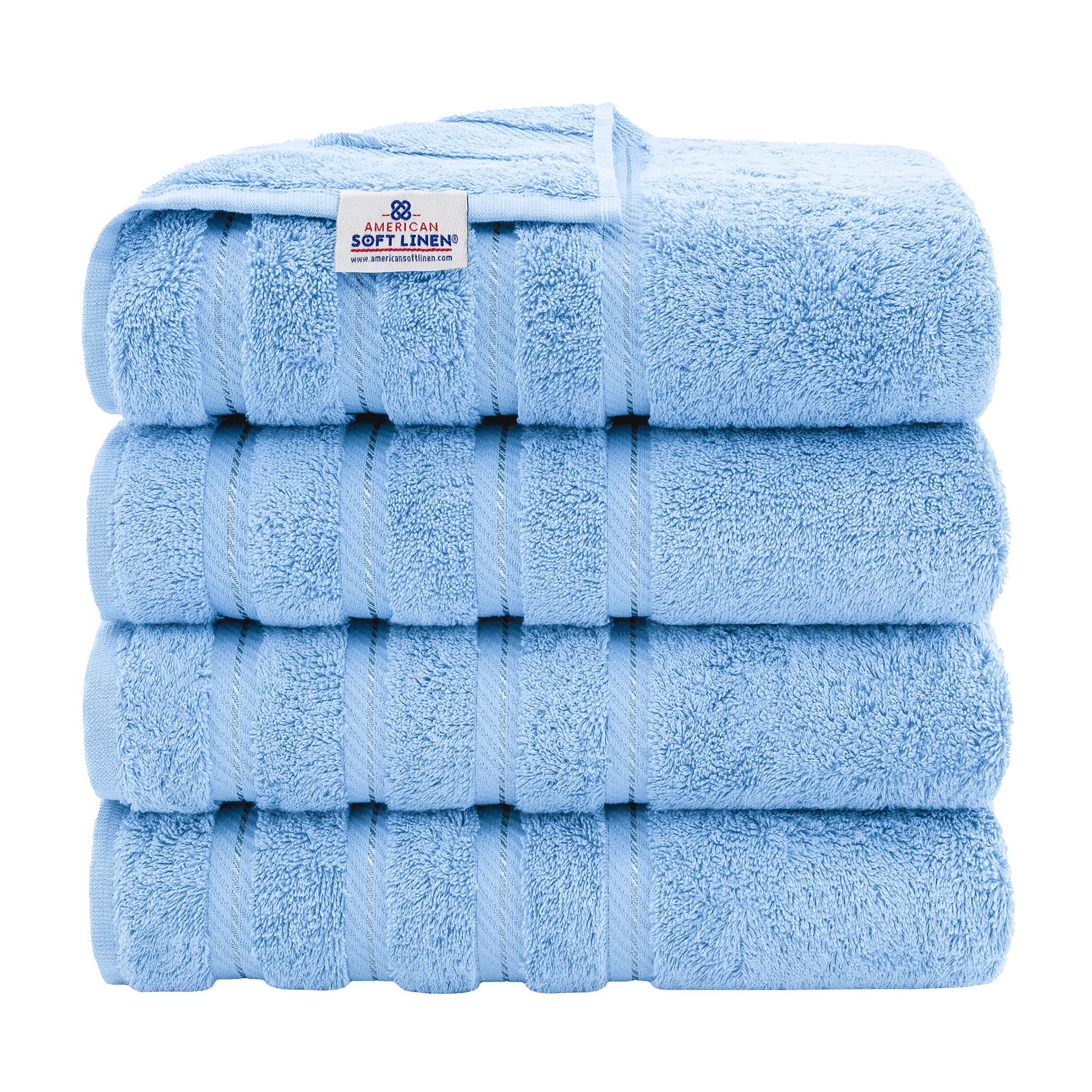 American Soft Linen 100% Turkish Cotton 4 Pack Bath Towel Set Wholesale sky-blue-1