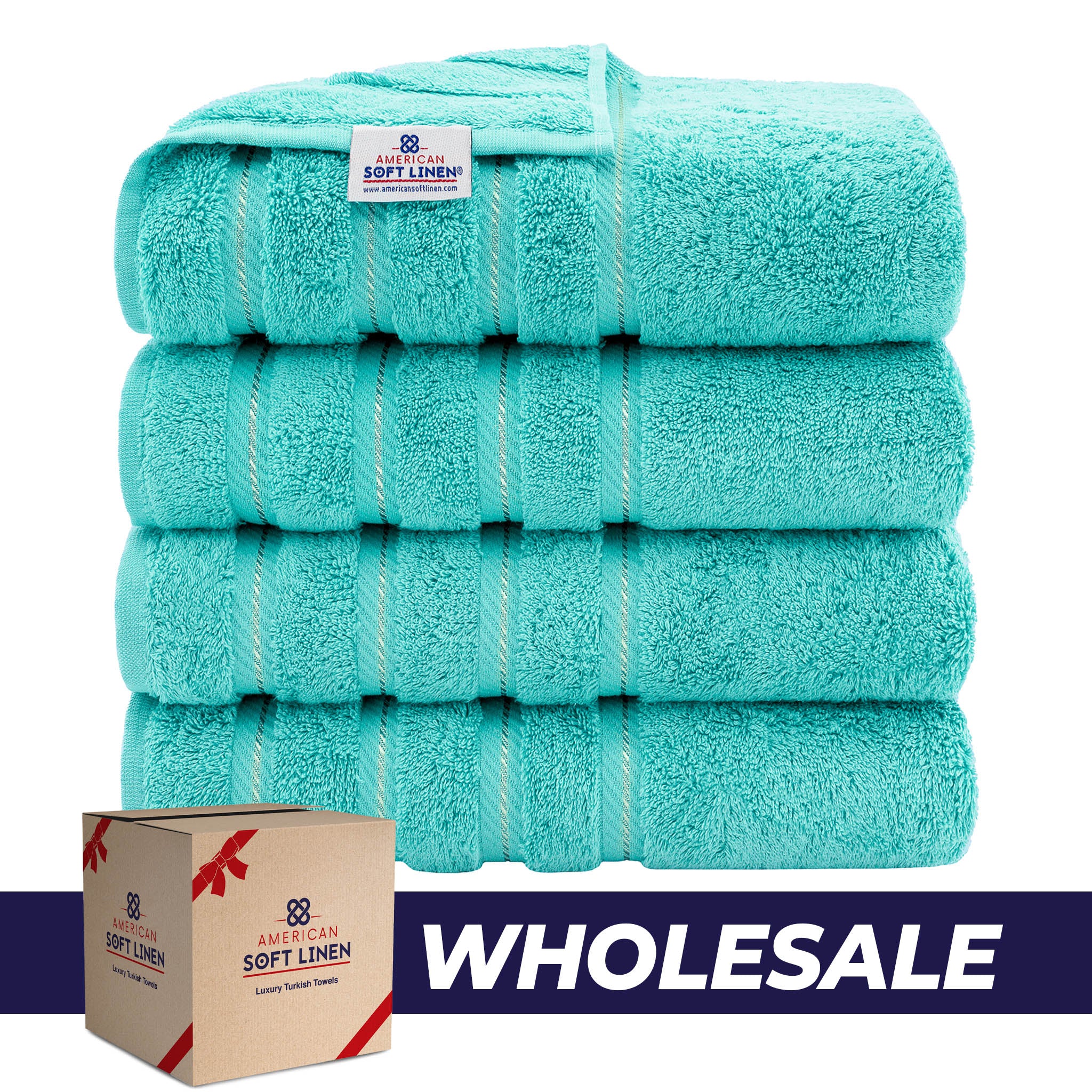 American Soft Linen 100% Turkish Cotton 4 Pack Bath Towel Set Wholesale turquoise-blue-0