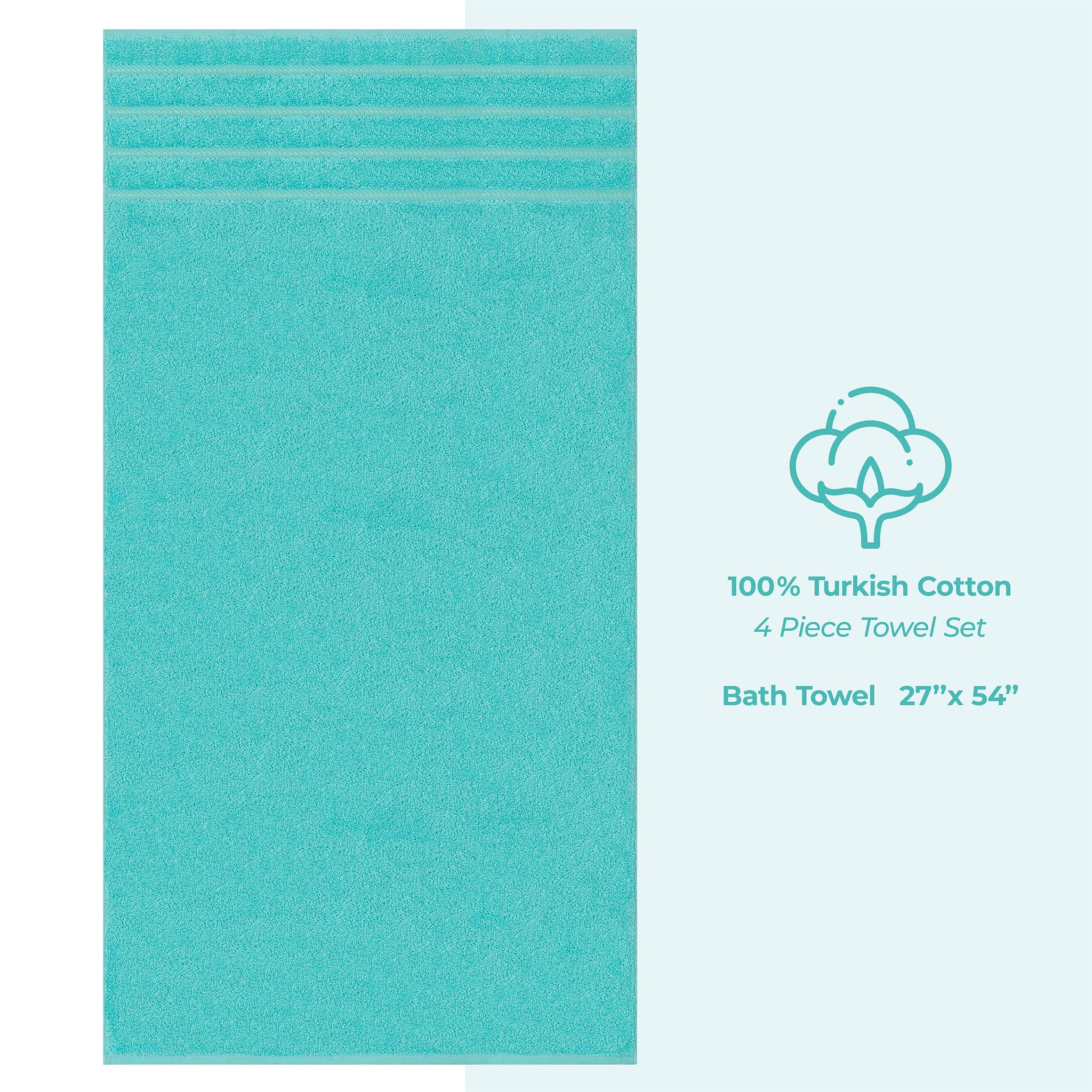 American Soft Linen 100% Turkish Cotton 4 Pack Bath Towel Set Wholesale turquoise-blue-4