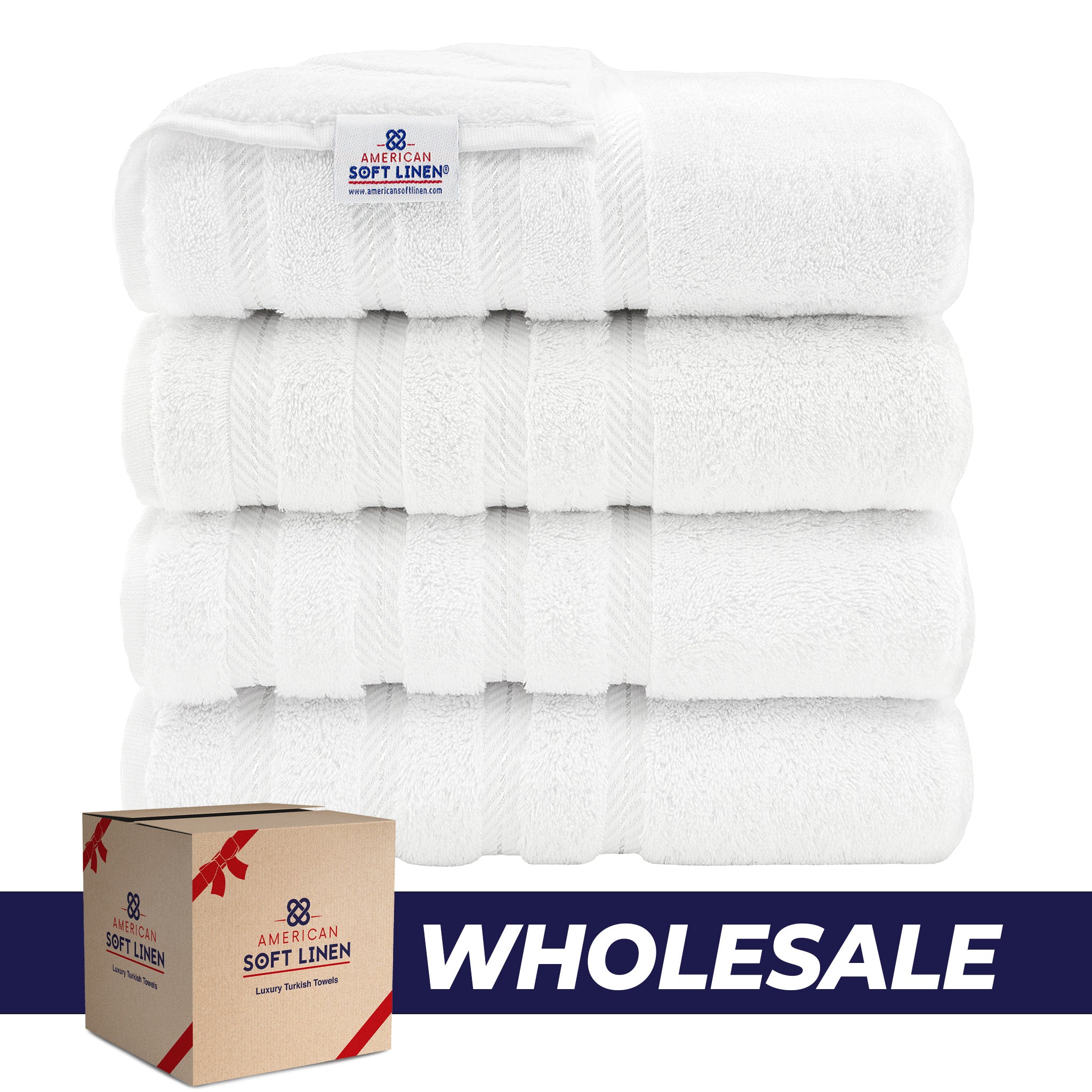 American Soft Linen 100% Turkish Cotton 4 Pack Bath Towel Set Wholesale white-0