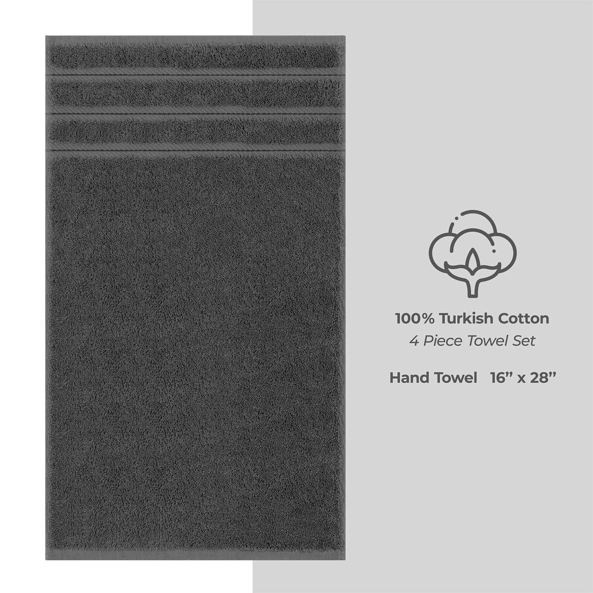American Soft Linen 100% Turkish Cotton 4 Pack Hand Towel Set Wholesale gray-4
