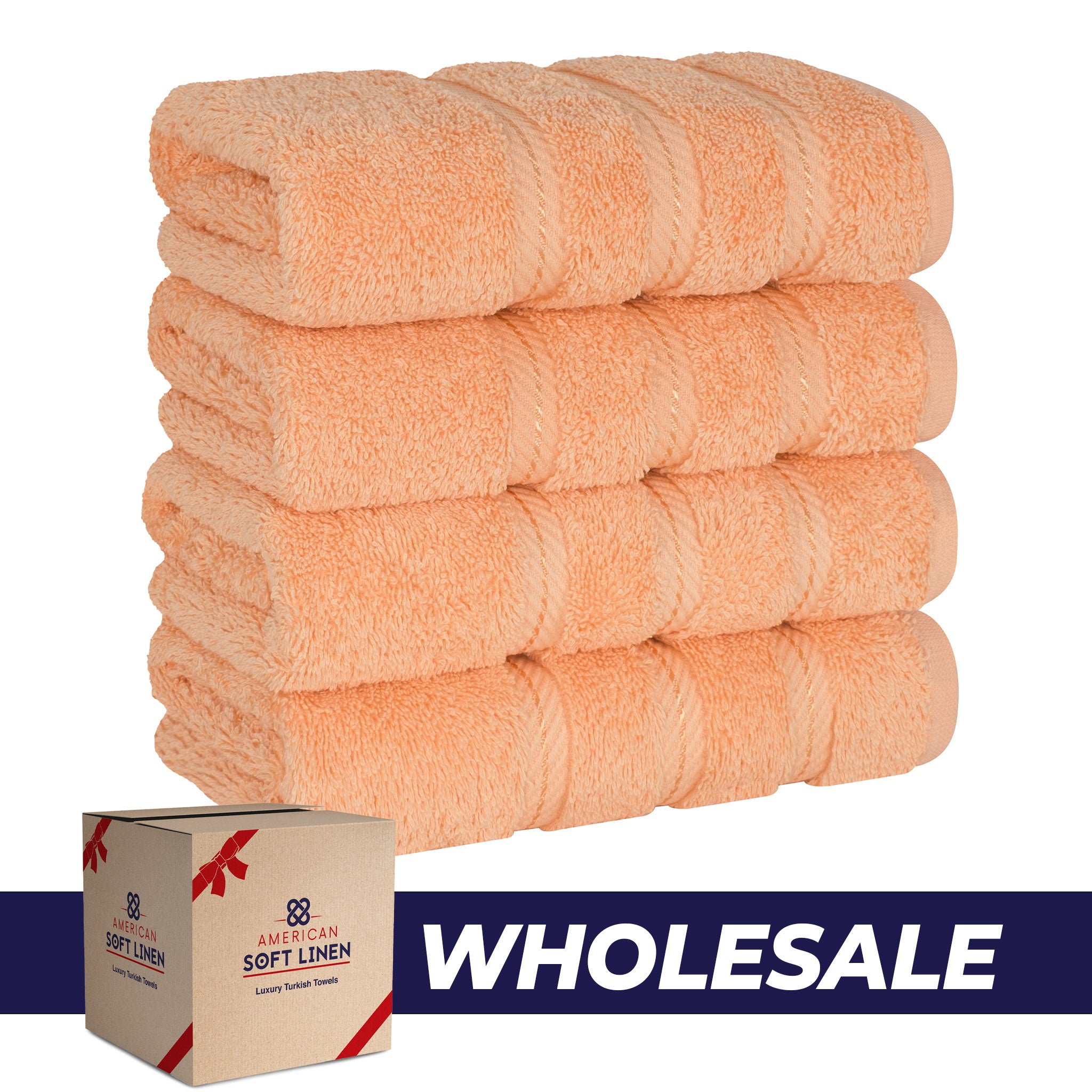 American Soft Linen 100% Turkish Cotton 4 Pack Hand Towel Set Wholesale malibu-peach-0