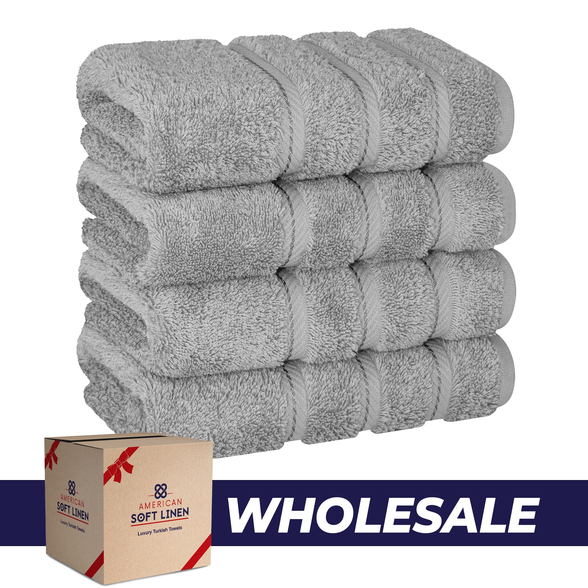 American Soft Linen 100% Turkish Cotton 4 Pack Hand Towel Set Wholesale rockridge-gray-0