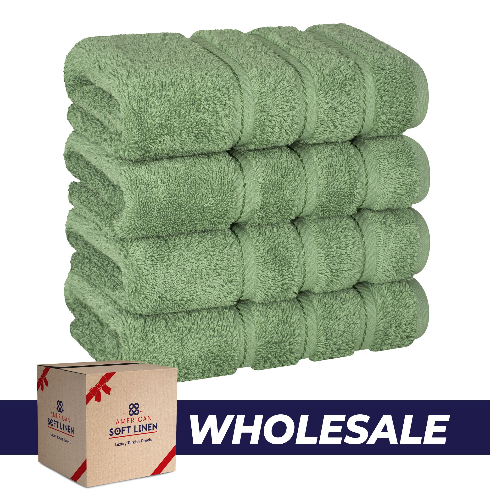 American Soft Linen 100% Turkish Cotton 4 Pack Hand Towel Set Wholesale sage-green-0