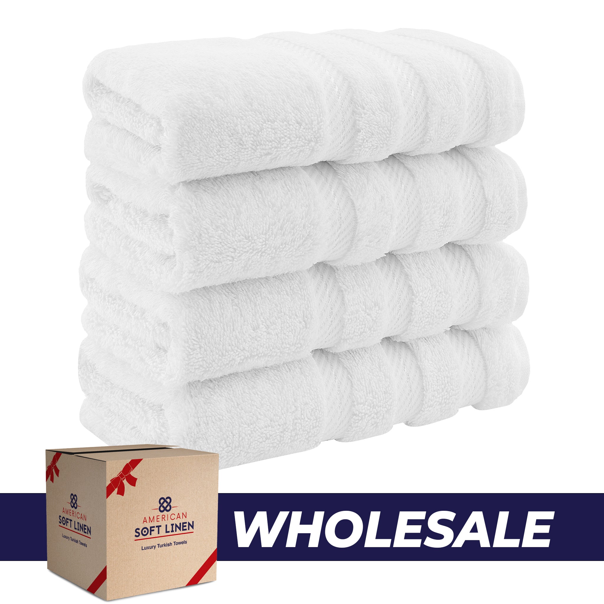 American Soft Linen 100% Turkish Cotton 4 Pack Hand Towel Set Wholesale white-0