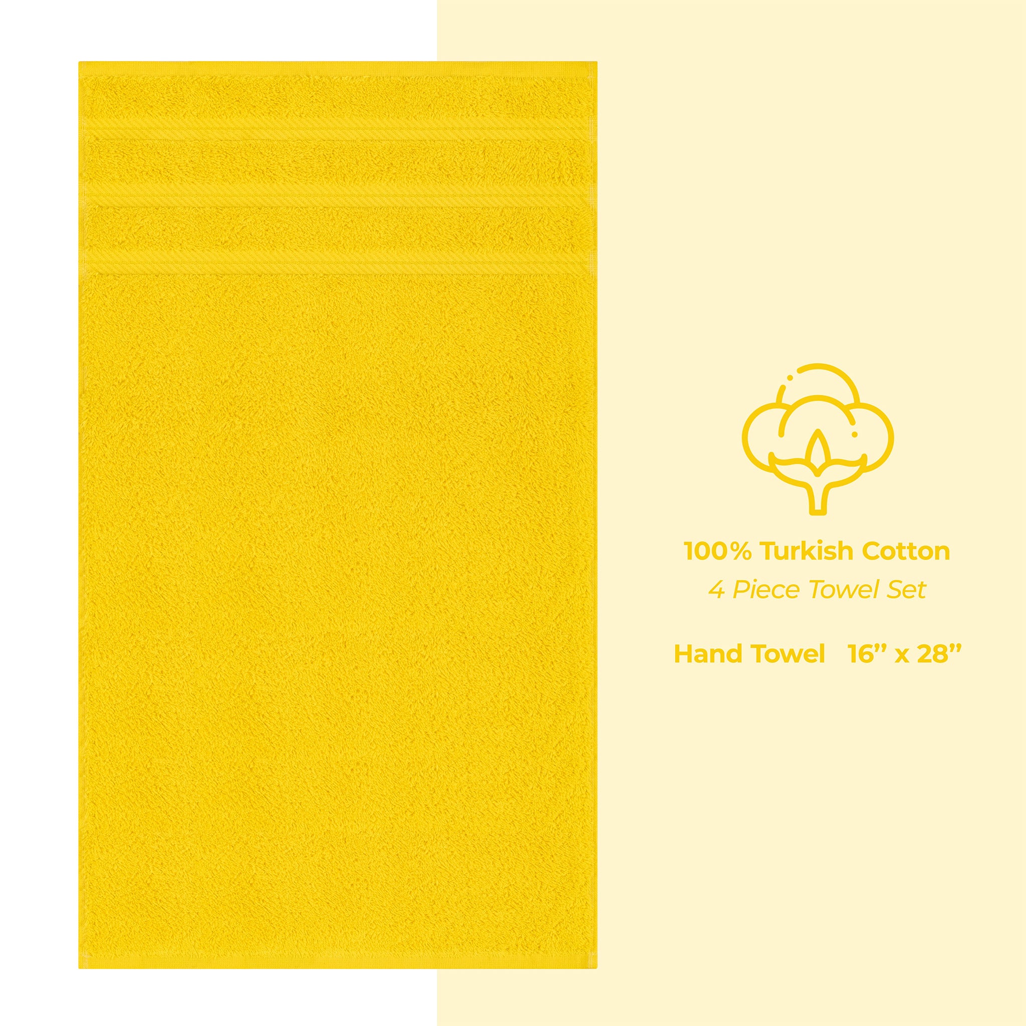 American Soft Linen 100% Turkish Cotton 4 Pack Hand Towel Set Wholesale yellow-4
