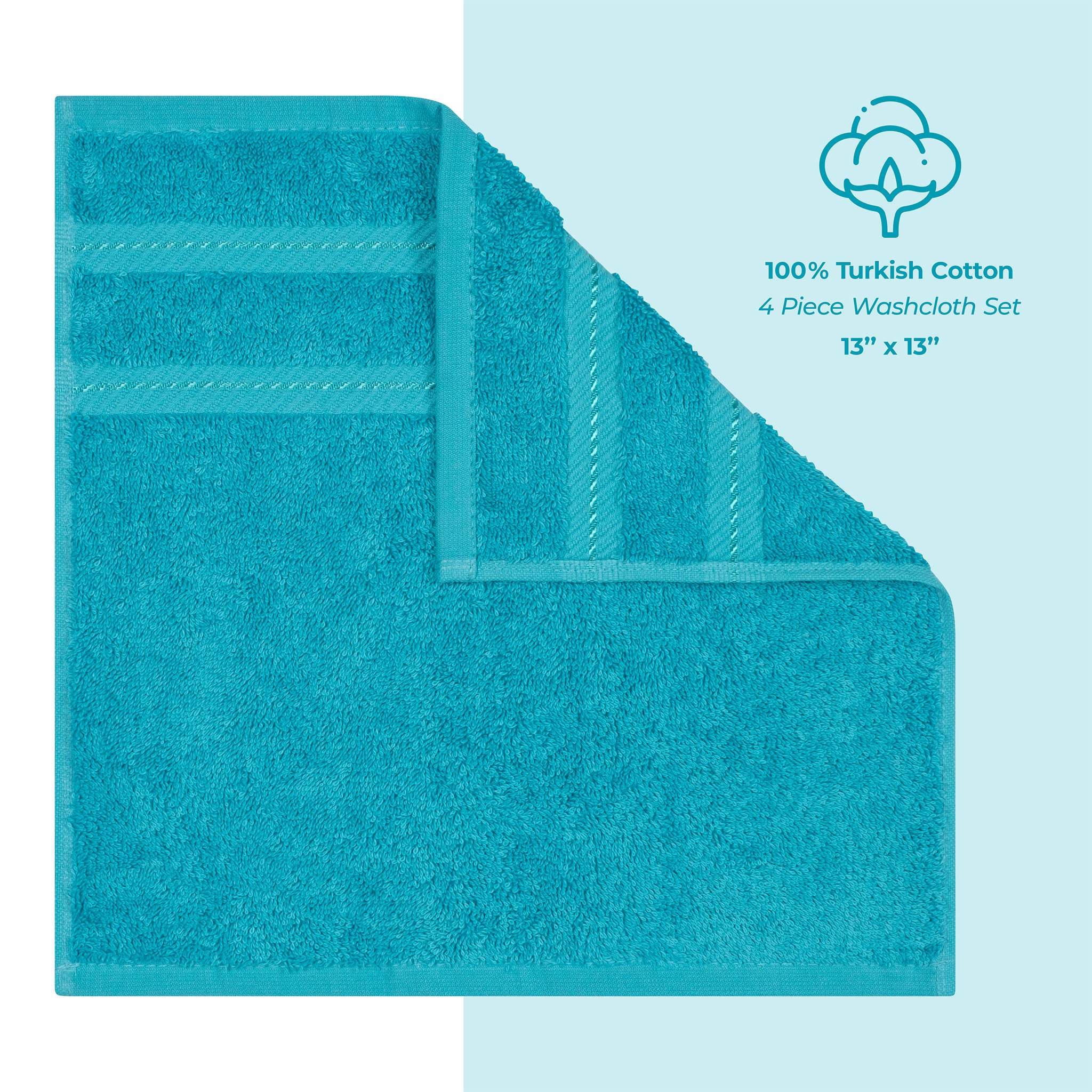 American Soft Linen 100% Turkish Cotton 4 Piece Washcloth Set - Wholesale - aqua-blue-4
