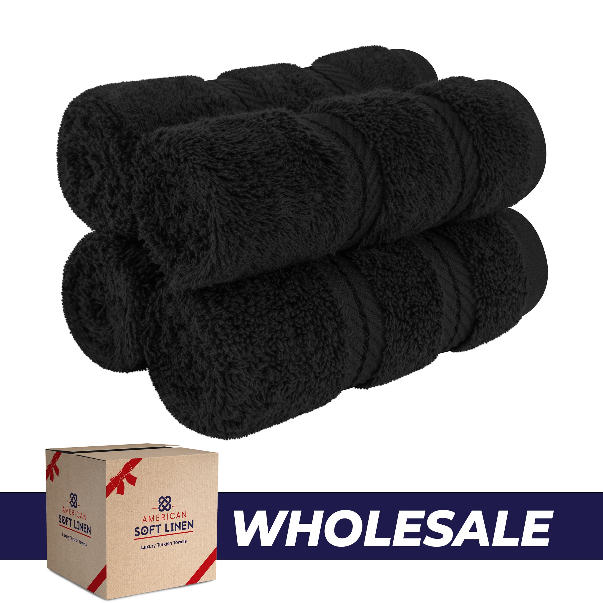 American Soft Linen 100% Turkish Cotton 4 Piece Washcloth Set - Wholesale - black-0