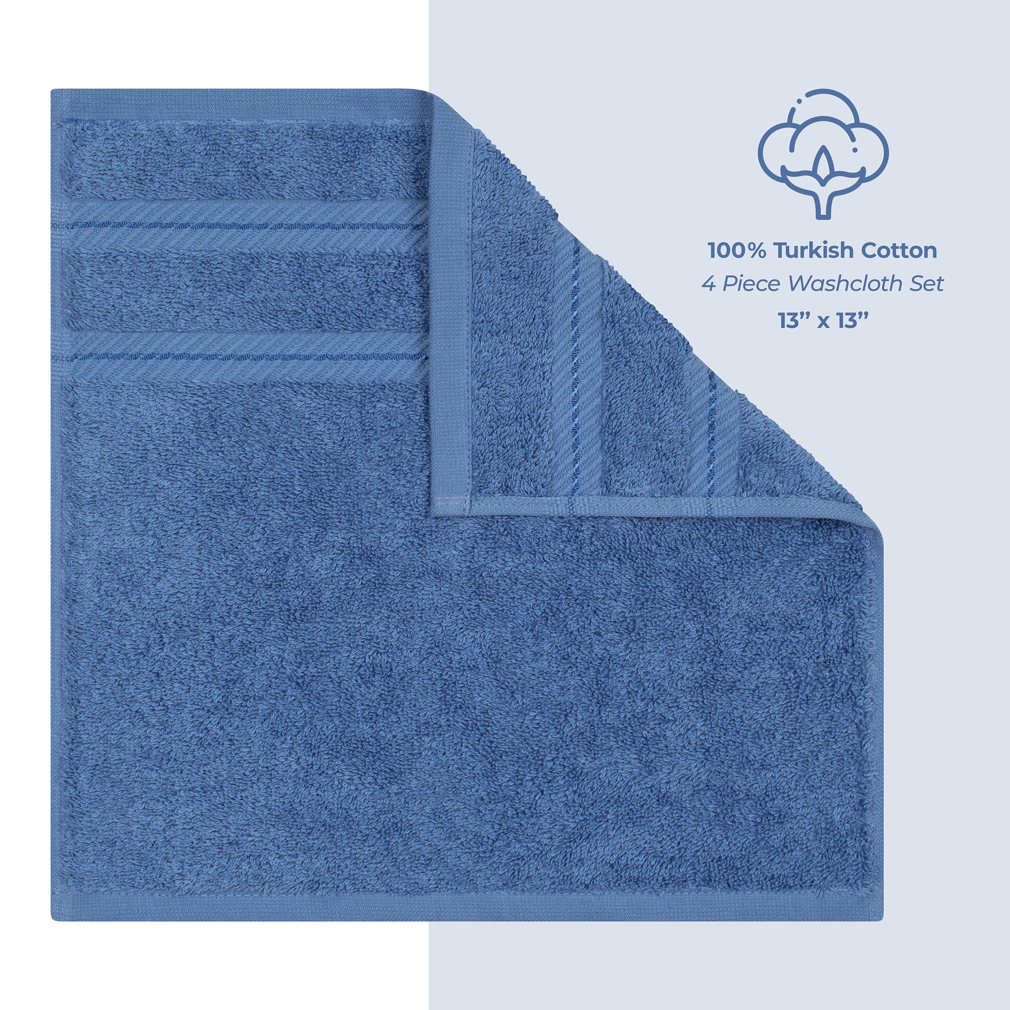 American Soft Linen 100% Turkish Cotton 4 Piece Washcloth Set - Wholesale - electric-blue-4